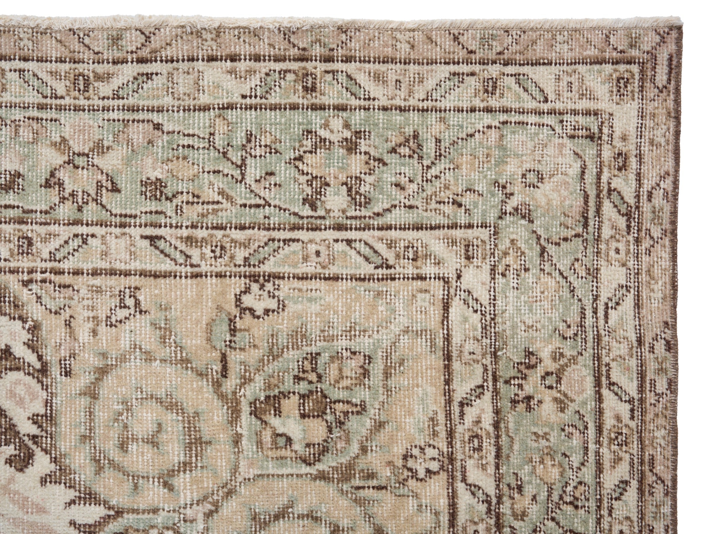 Turkish Isparta area rug in cream and taupe, view 8 of 10