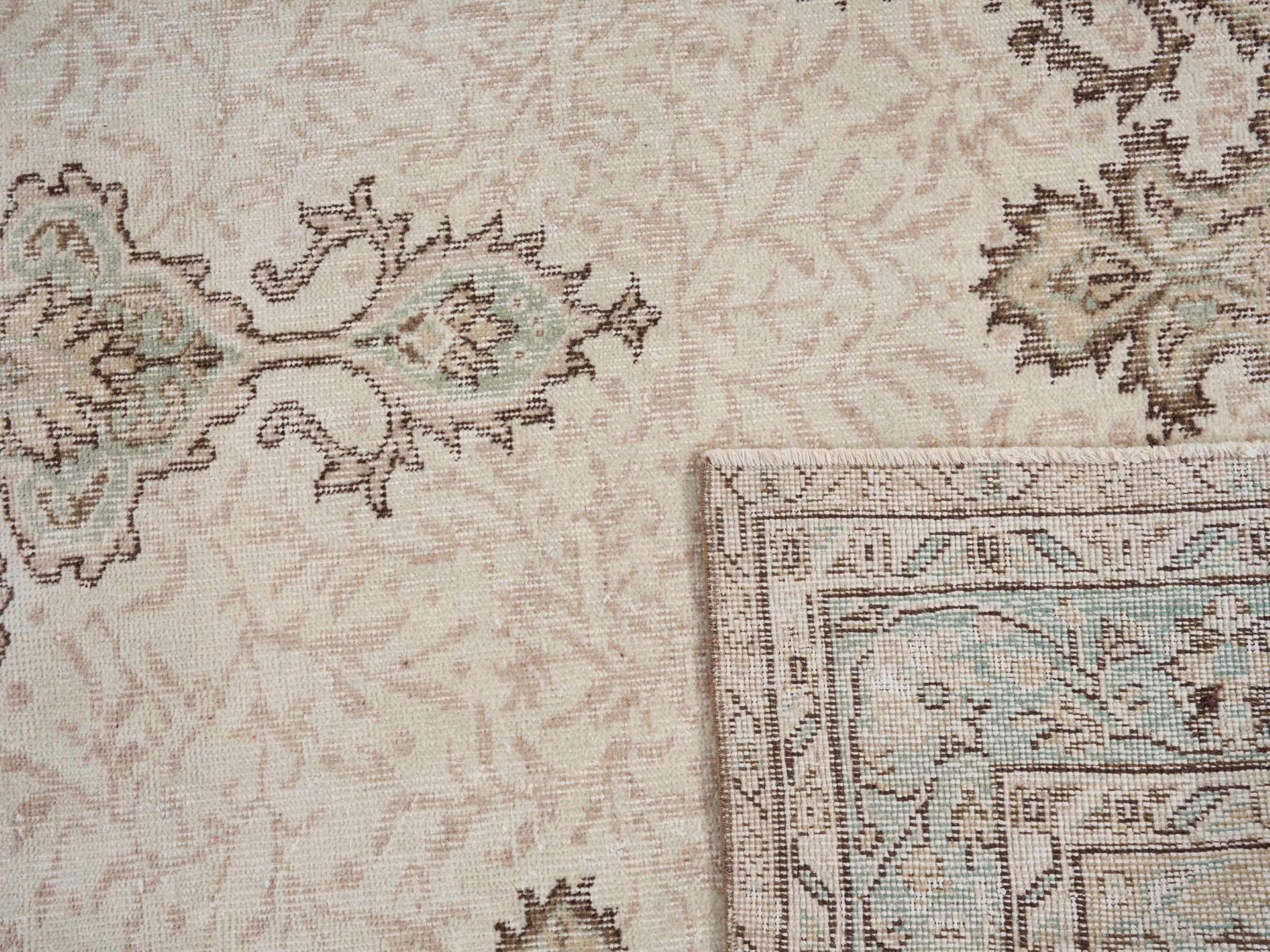 Turkish Isparta area rug in cream and taupe, view 10 of 10