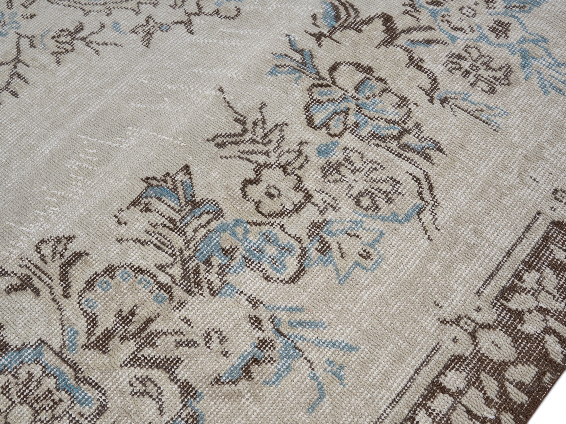 Turkish Isparta area rug in cream and greige, view 5 of 10