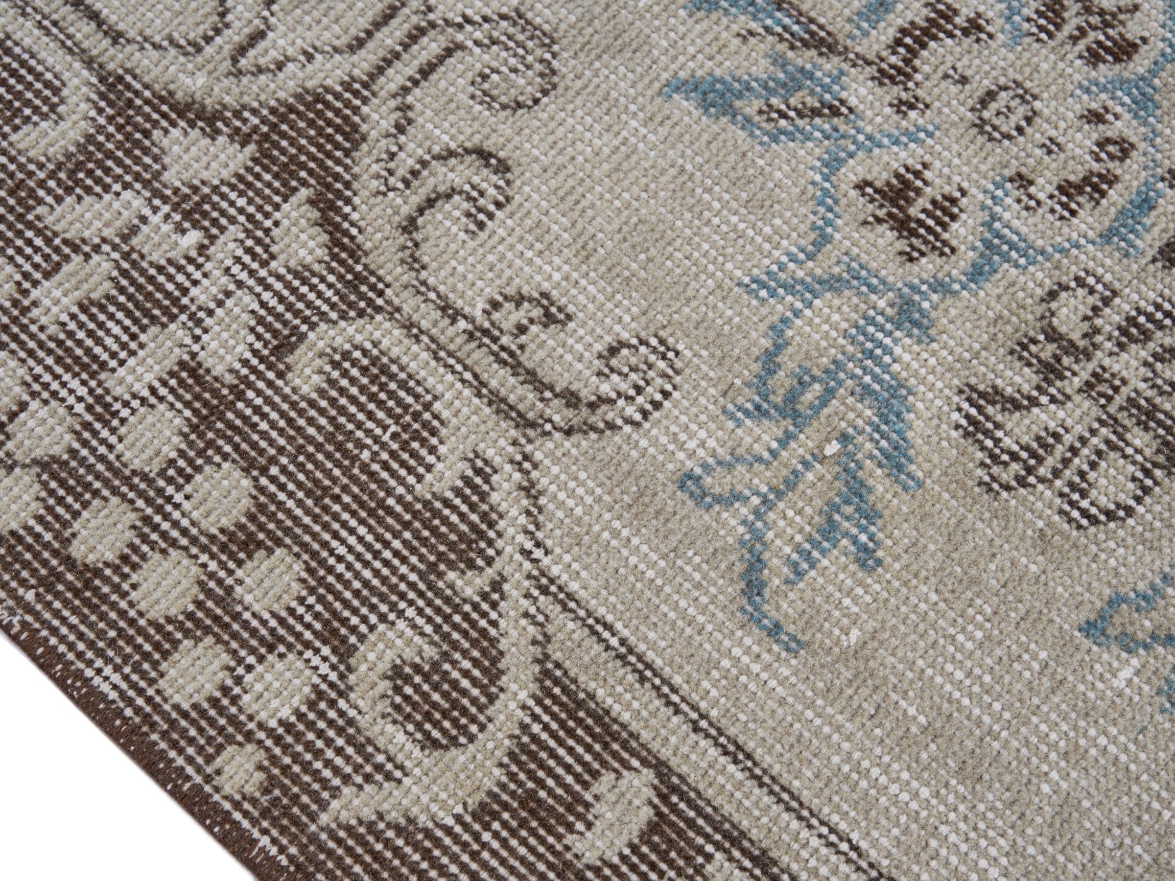Turkish Isparta area rug in cream and greige, view 6 of 10