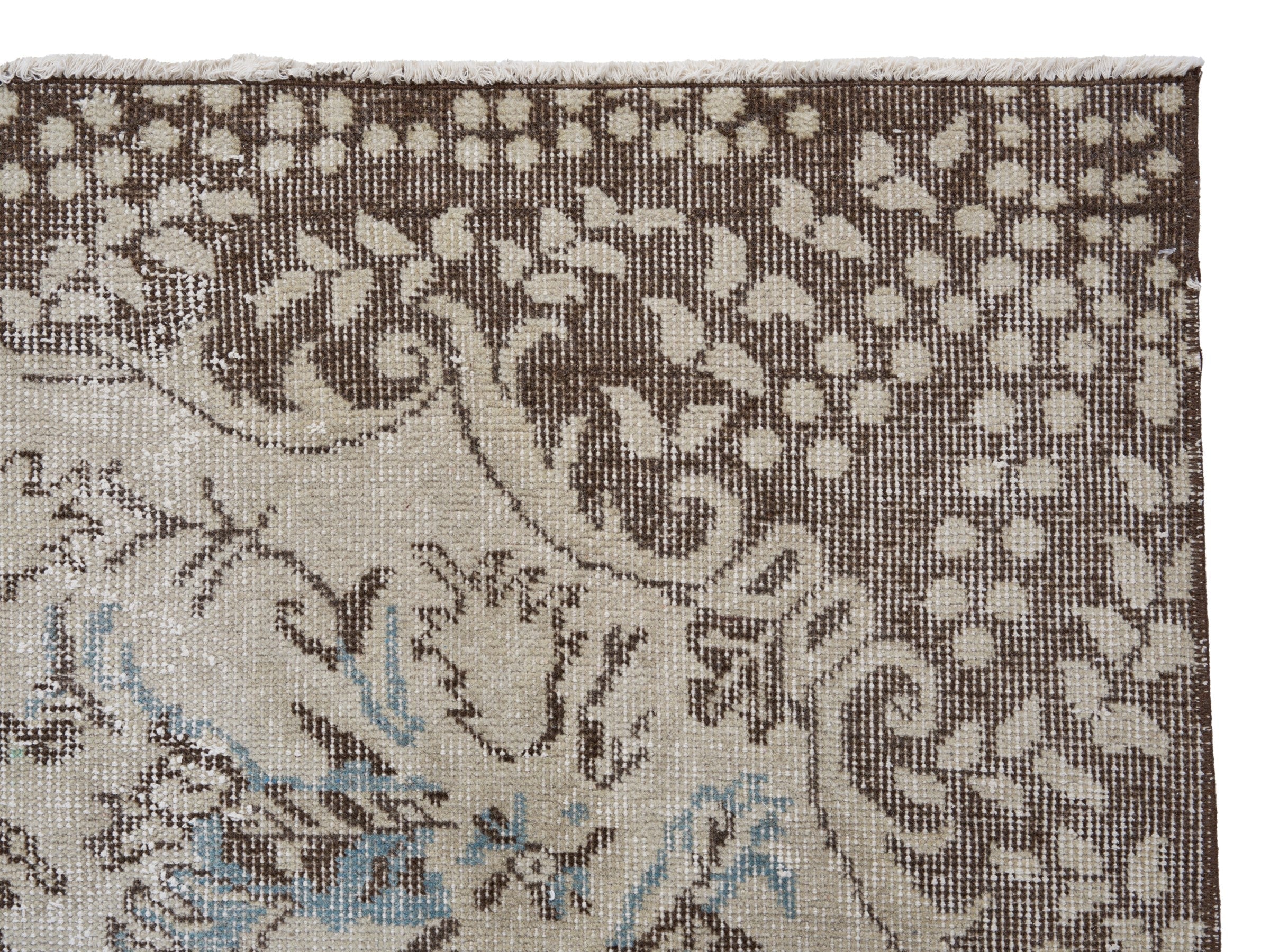 Turkish Isparta area rug in cream and greige, view 8 of 10