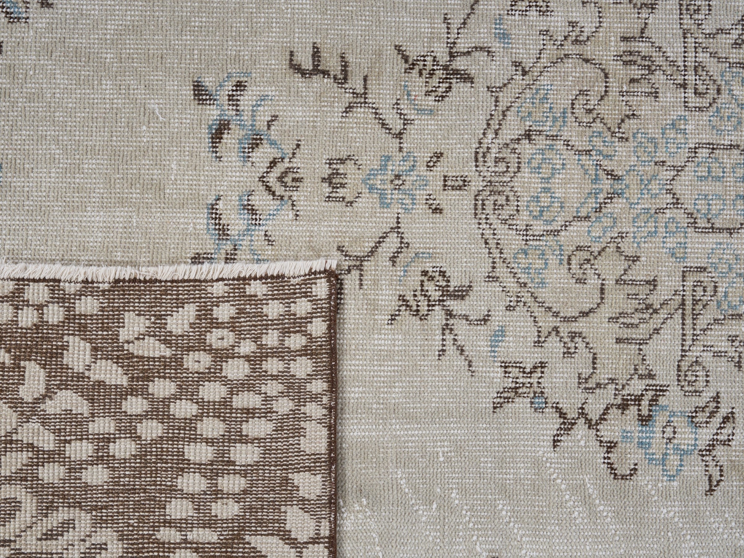 Turkish Isparta area rug in cream and greige, view 10 of 10