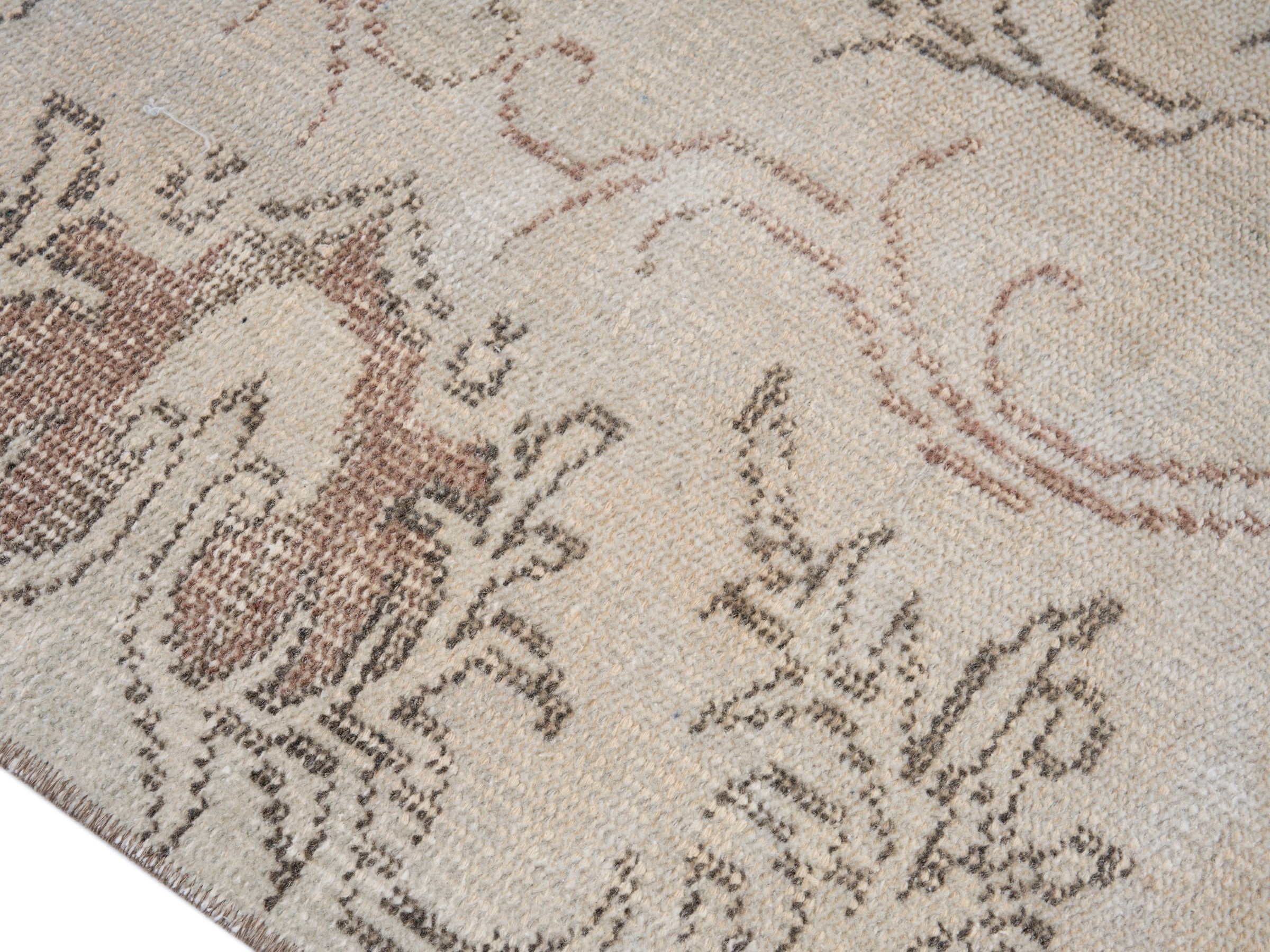 Turkish Manisa area rug in cream and taupe, view 6 of 10