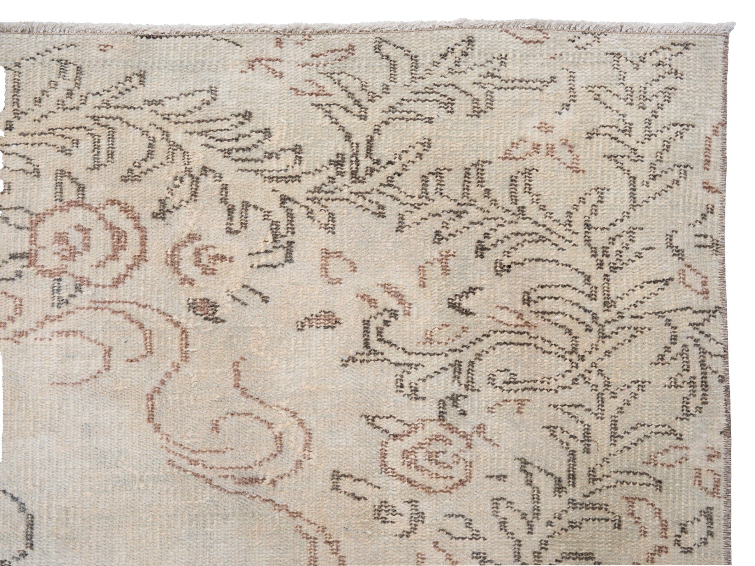 Turkish Manisa area rug in cream and taupe, view 8 of 10