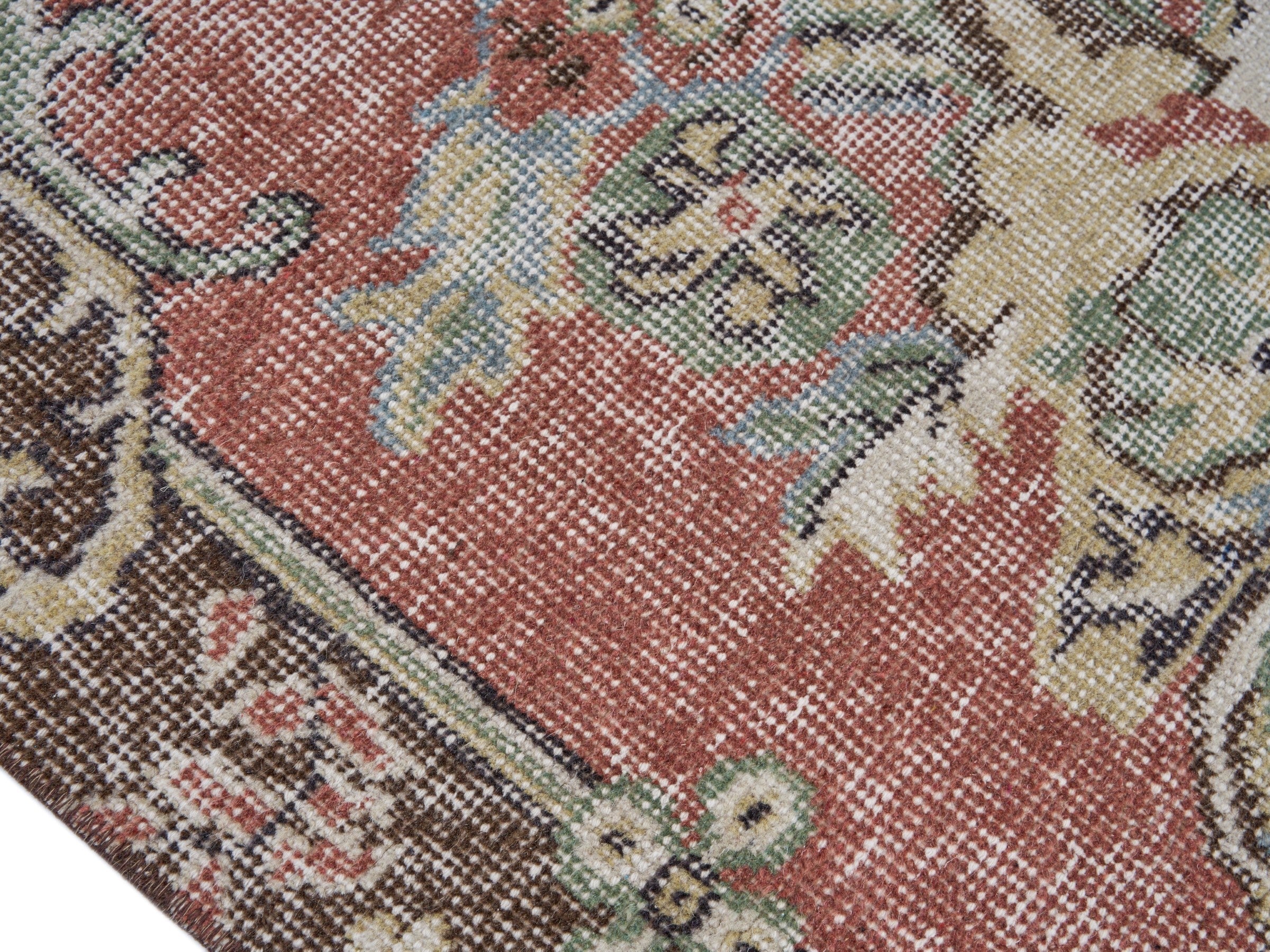 Turkish Isparta area rug in cream and rose, view 6 of 10