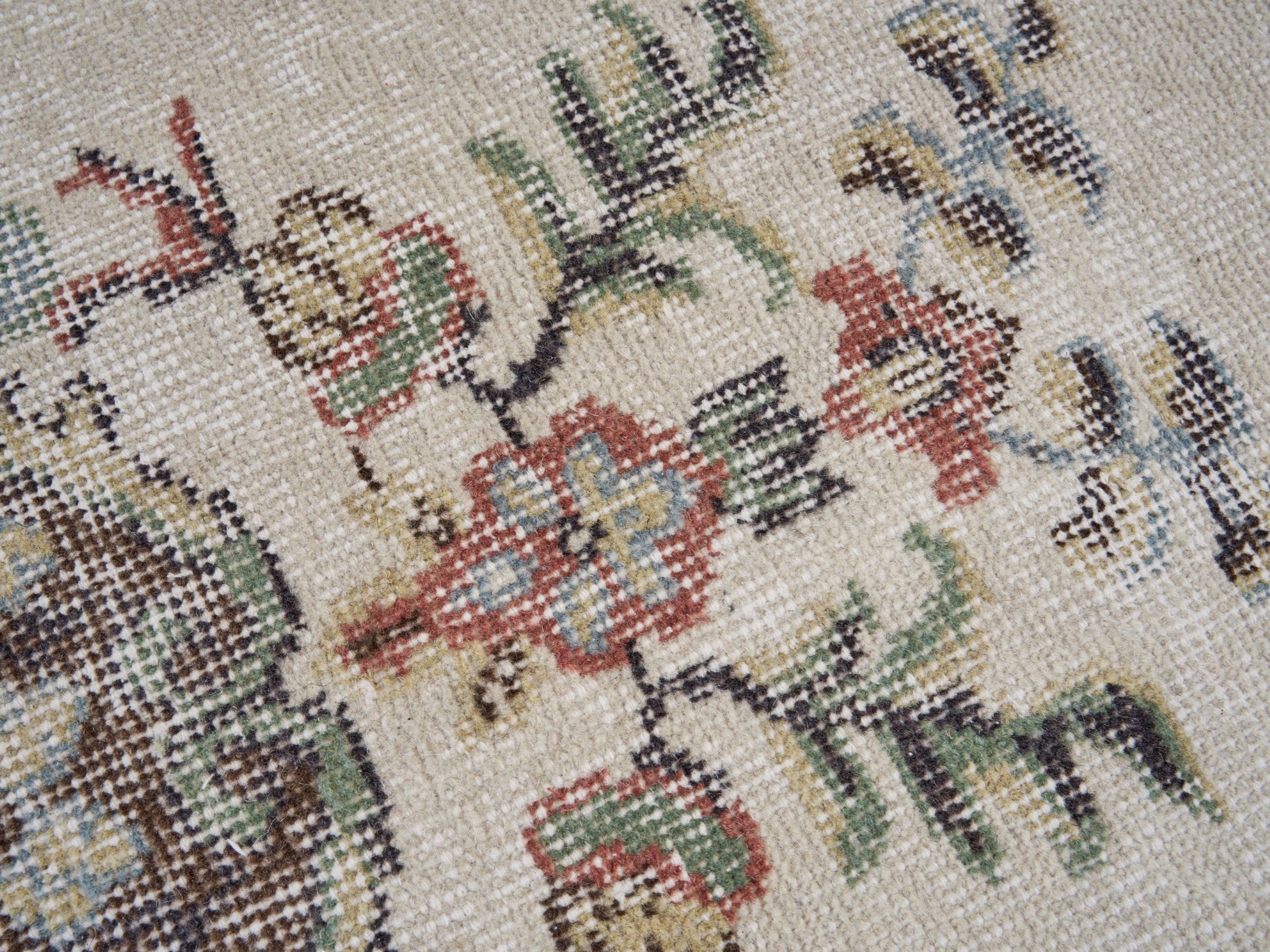 Turkish Isparta area rug in cream and rose, view 7 of 10