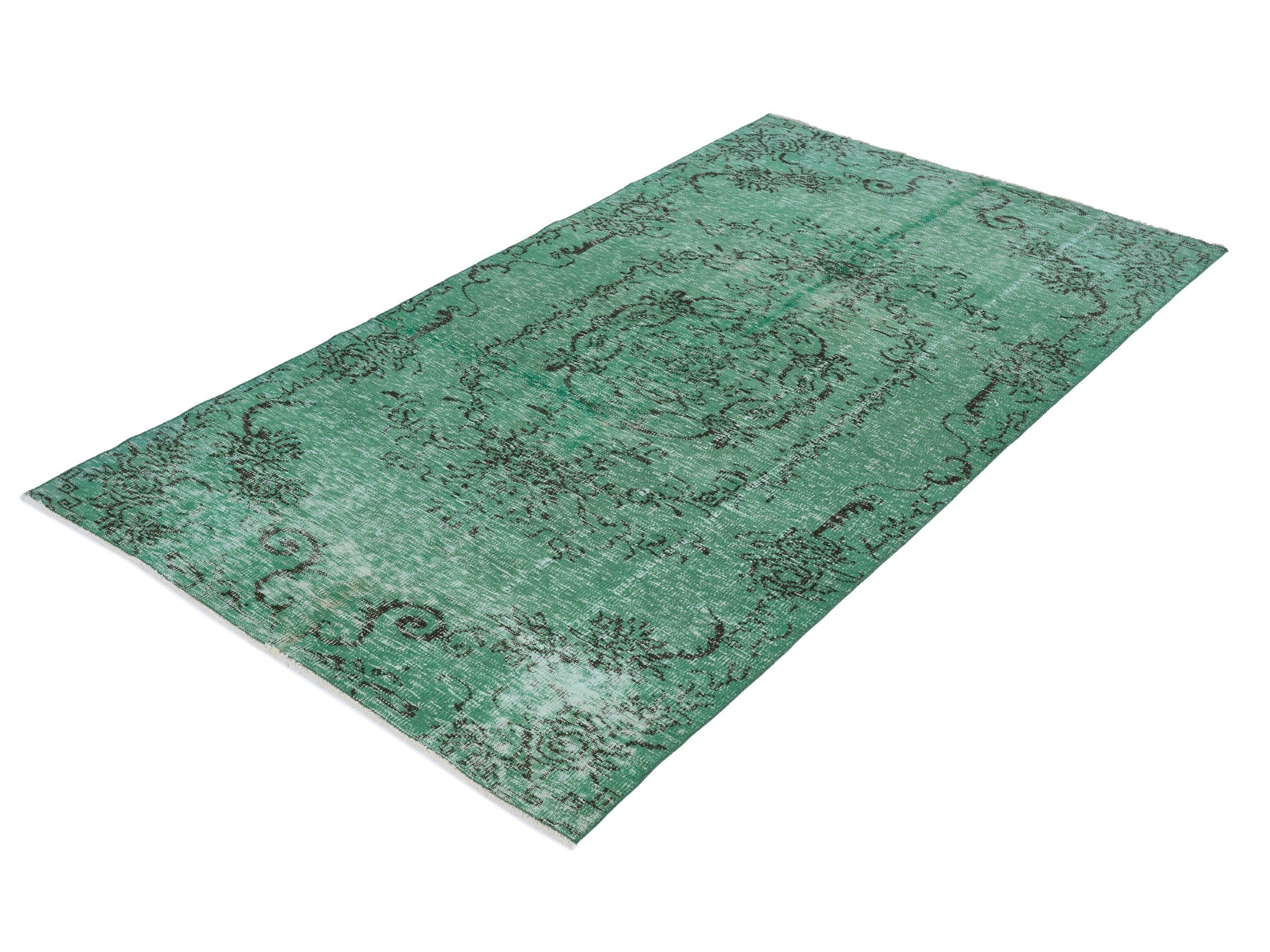 Turkish Manisa area rug in sage and charcoal, view 3 of 10