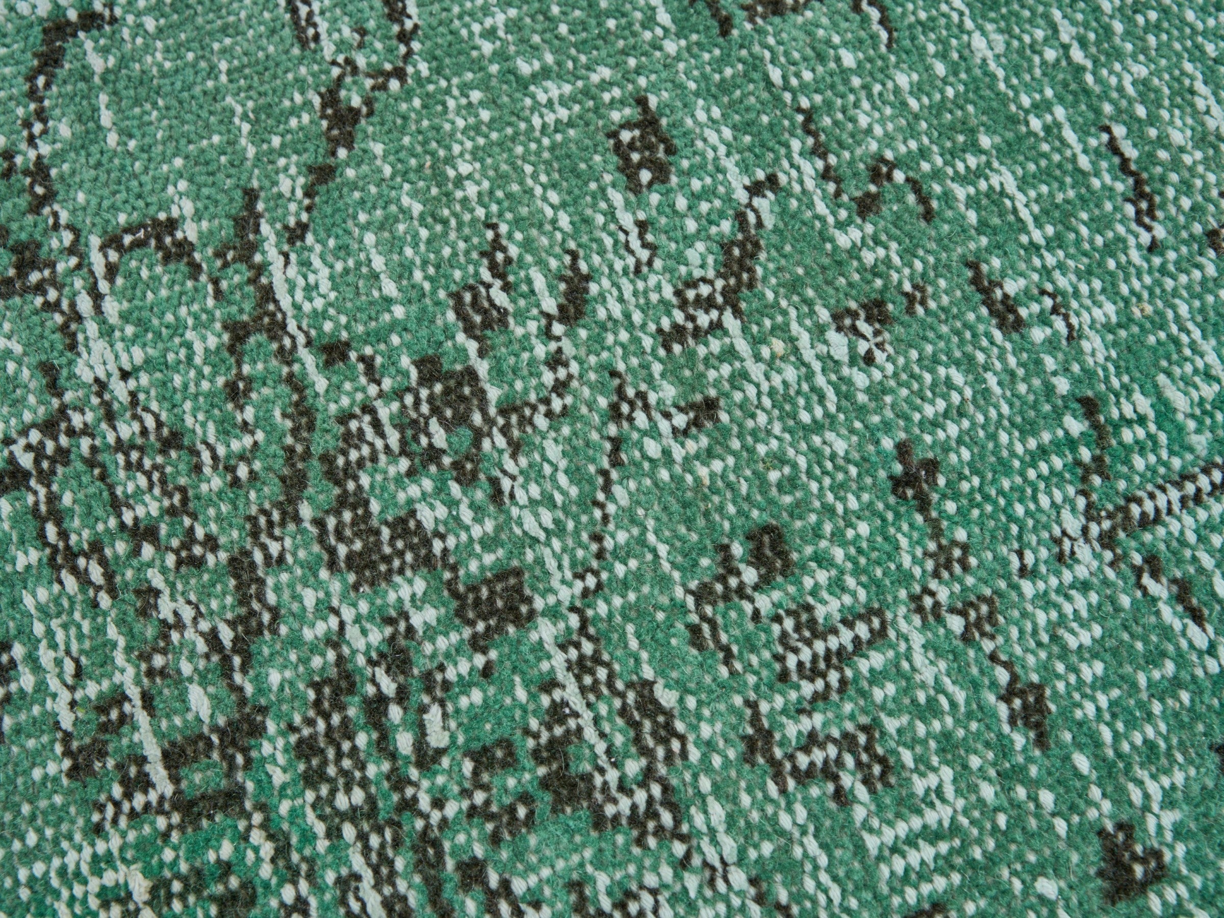 Turkish Manisa area rug in sage and charcoal, view 7 of 10