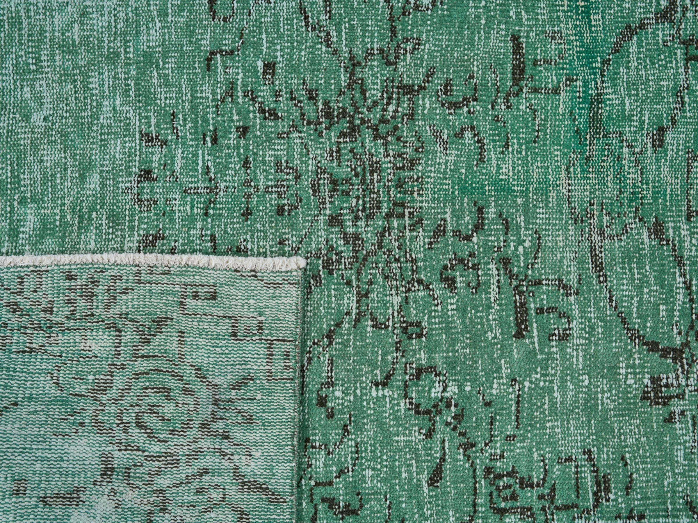 Turkish Manisa area rug in sage and charcoal, view 10 of 10