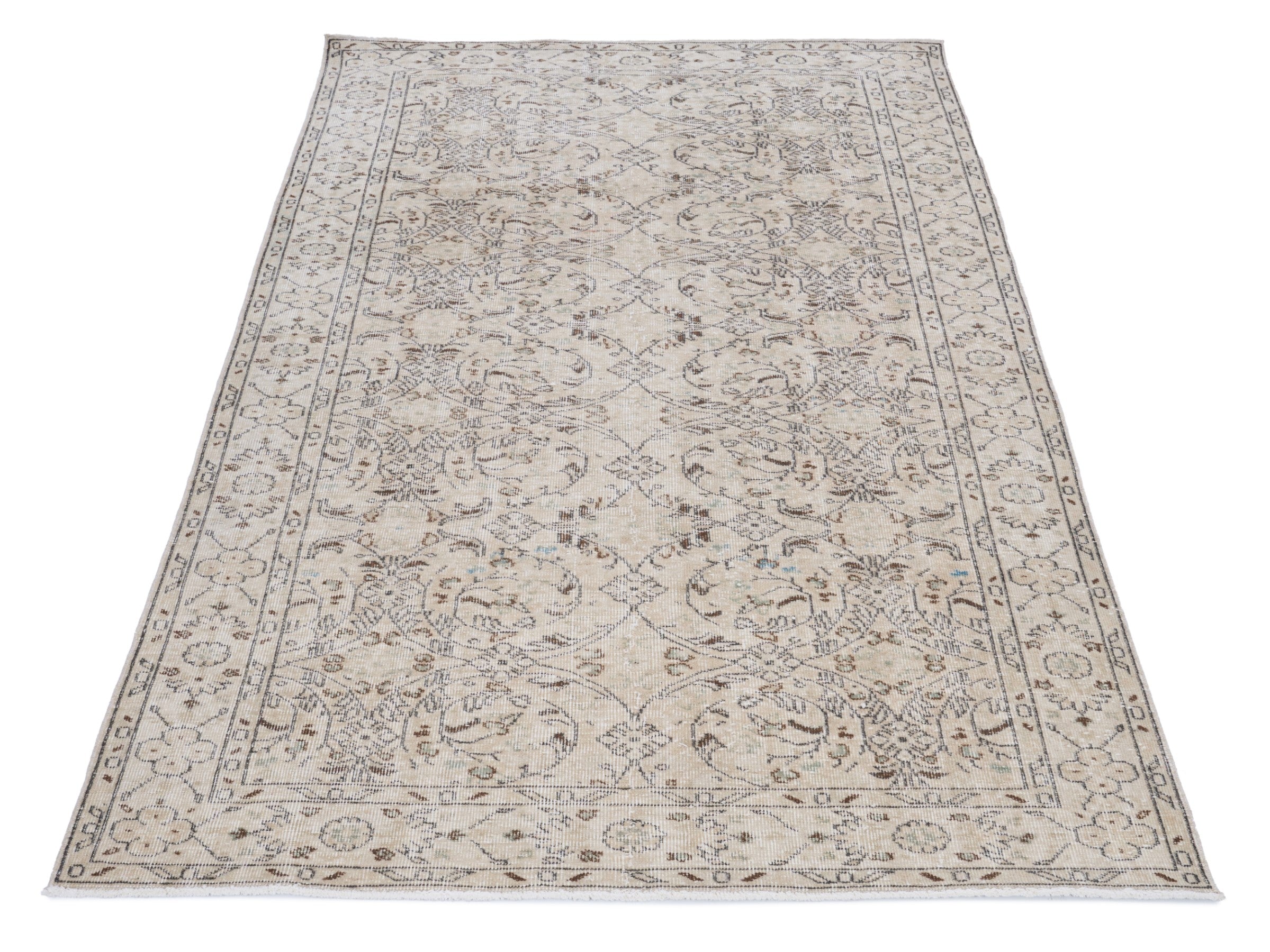Turkish Isparta area rug in ivory and taupe, view 2 of 10