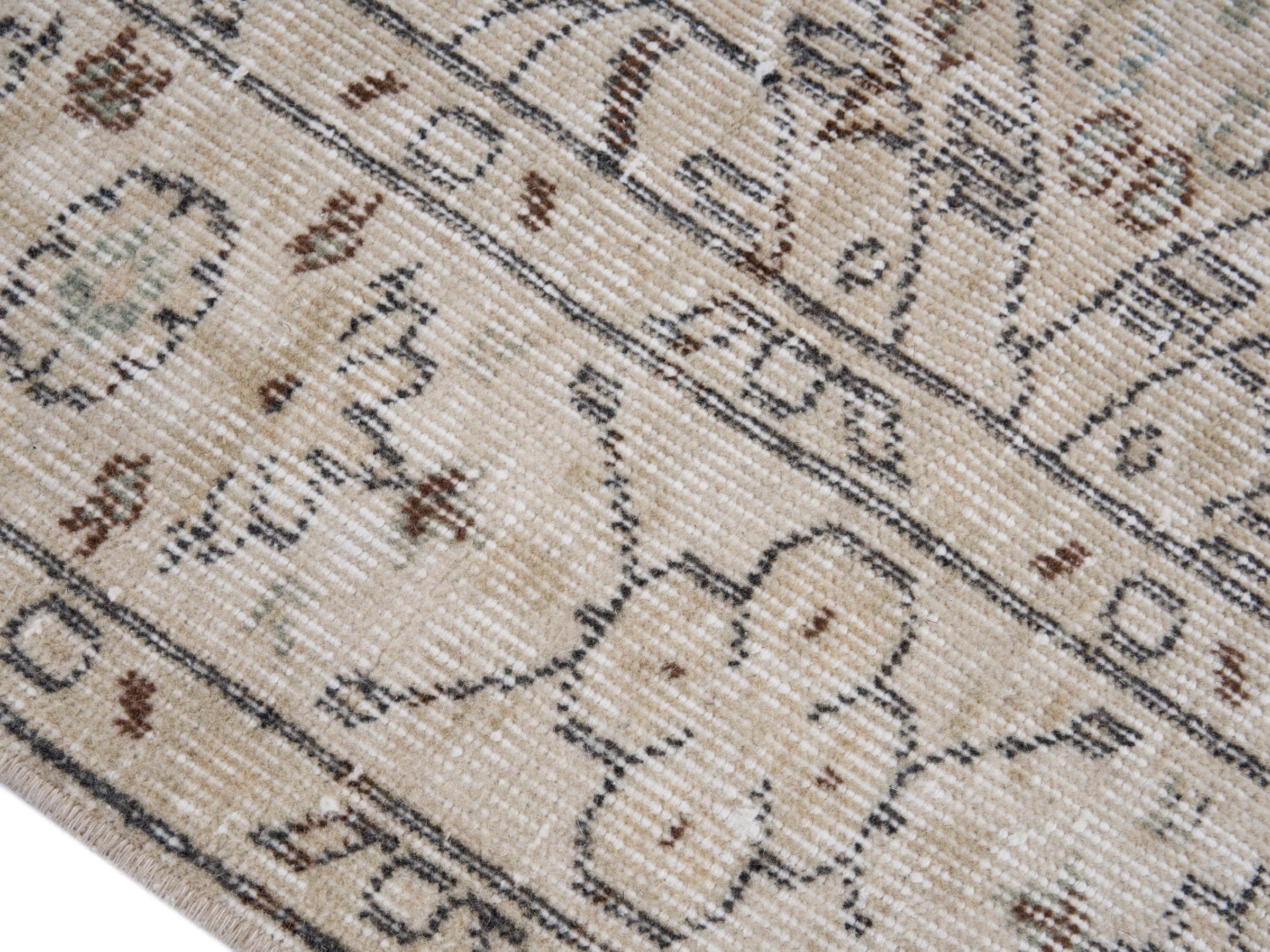 Turkish Isparta area rug in ivory and taupe, view 6 of 10