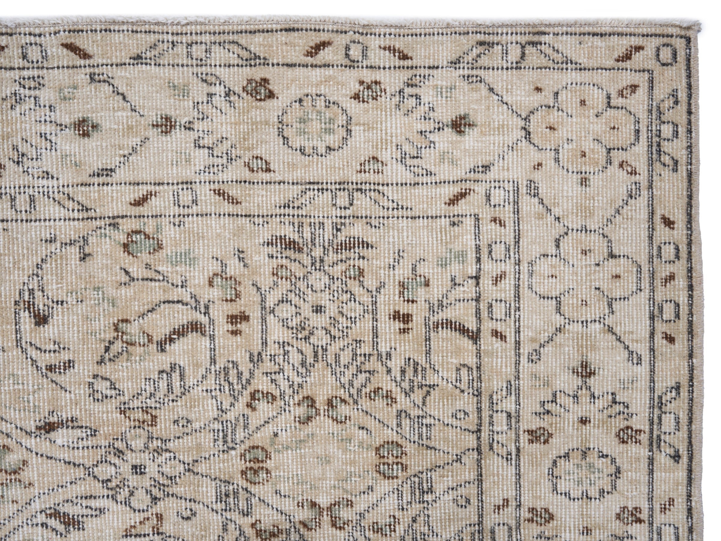 Turkish Isparta area rug in ivory and taupe, view 8 of 10