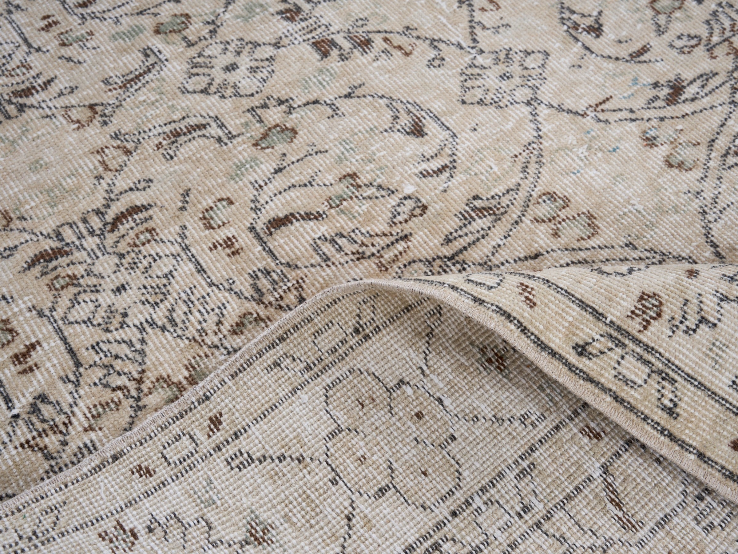 Turkish Isparta area rug in ivory and taupe, view 9 of 10