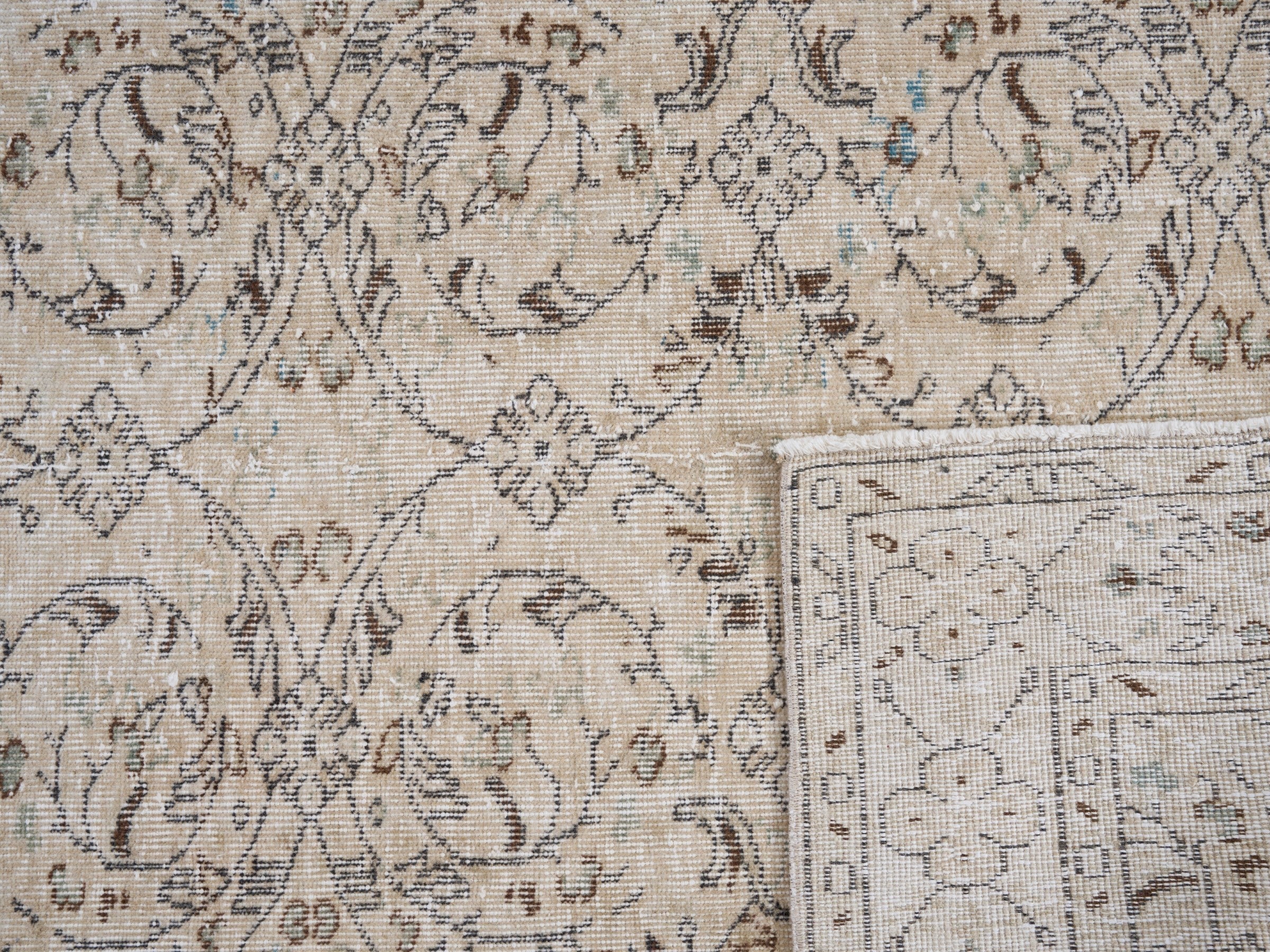 Turkish Isparta area rug in ivory and taupe, view 10 of 10