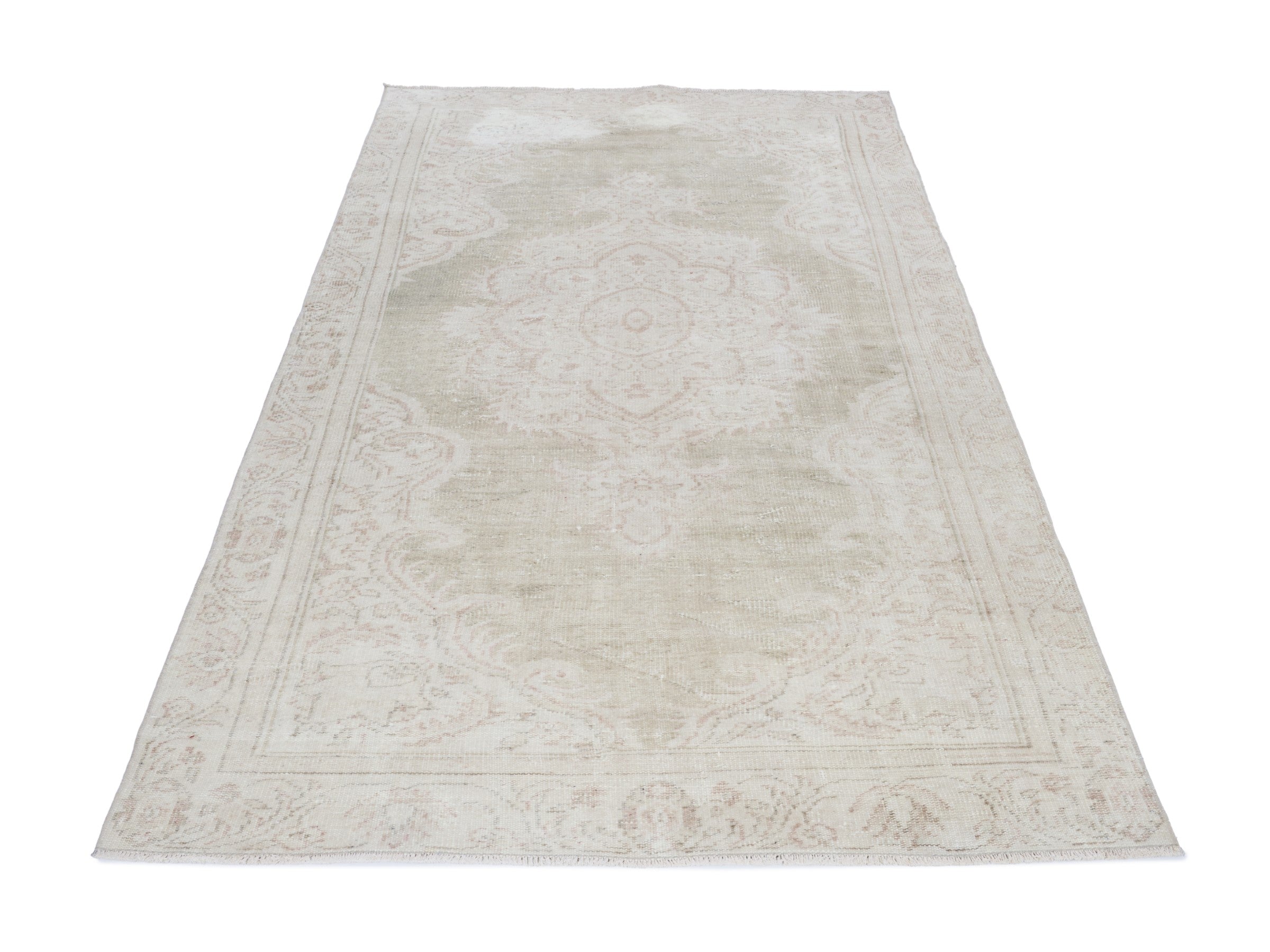 Turkish Manisa area rug in cream and taupe, view 2 of 10