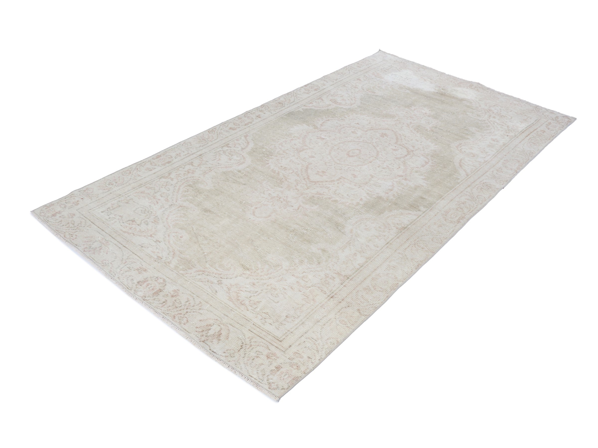 Turkish Manisa area rug in cream and taupe, view 3 of 10