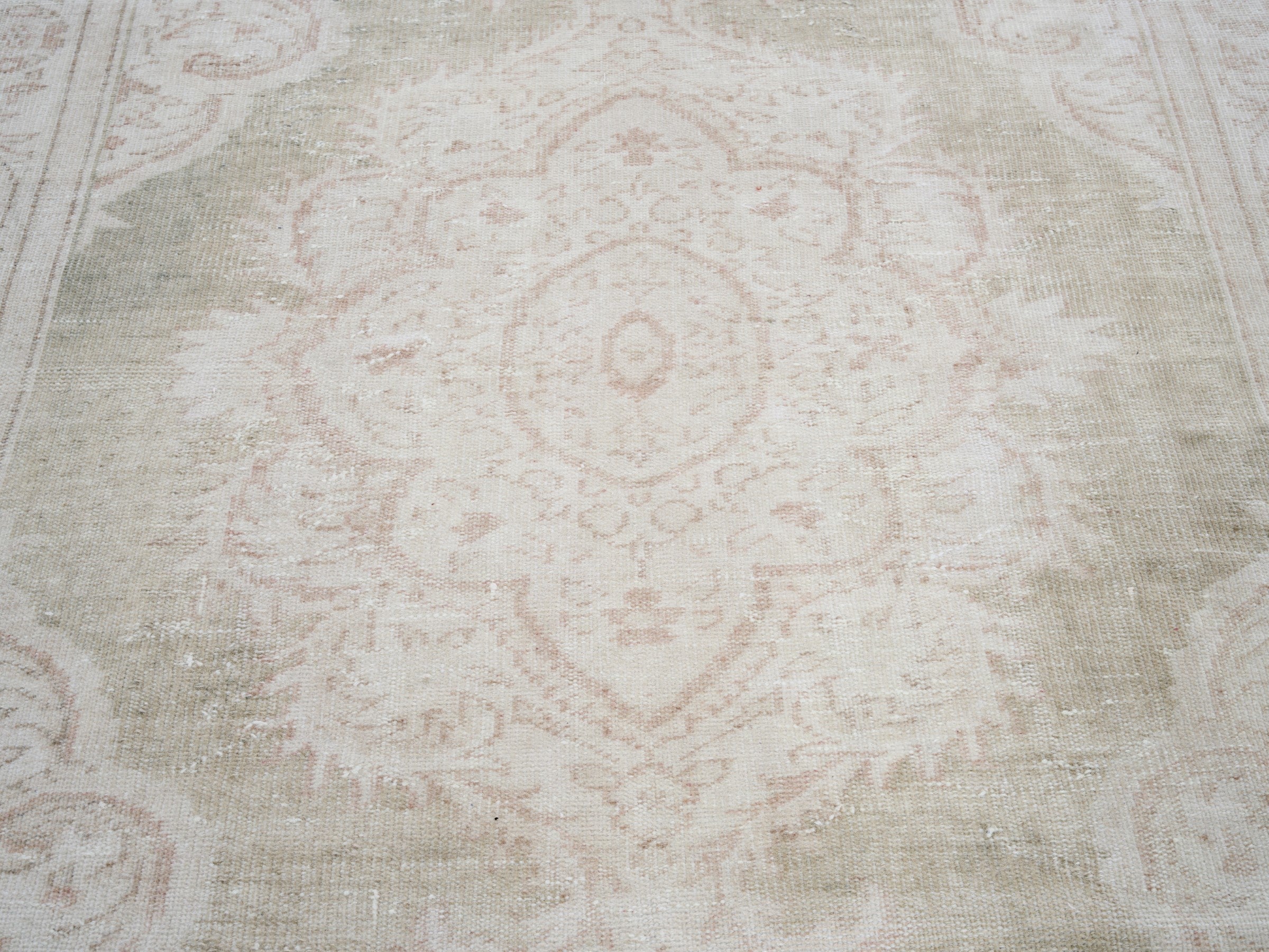 Turkish Manisa area rug in cream and taupe, view 4 of 10