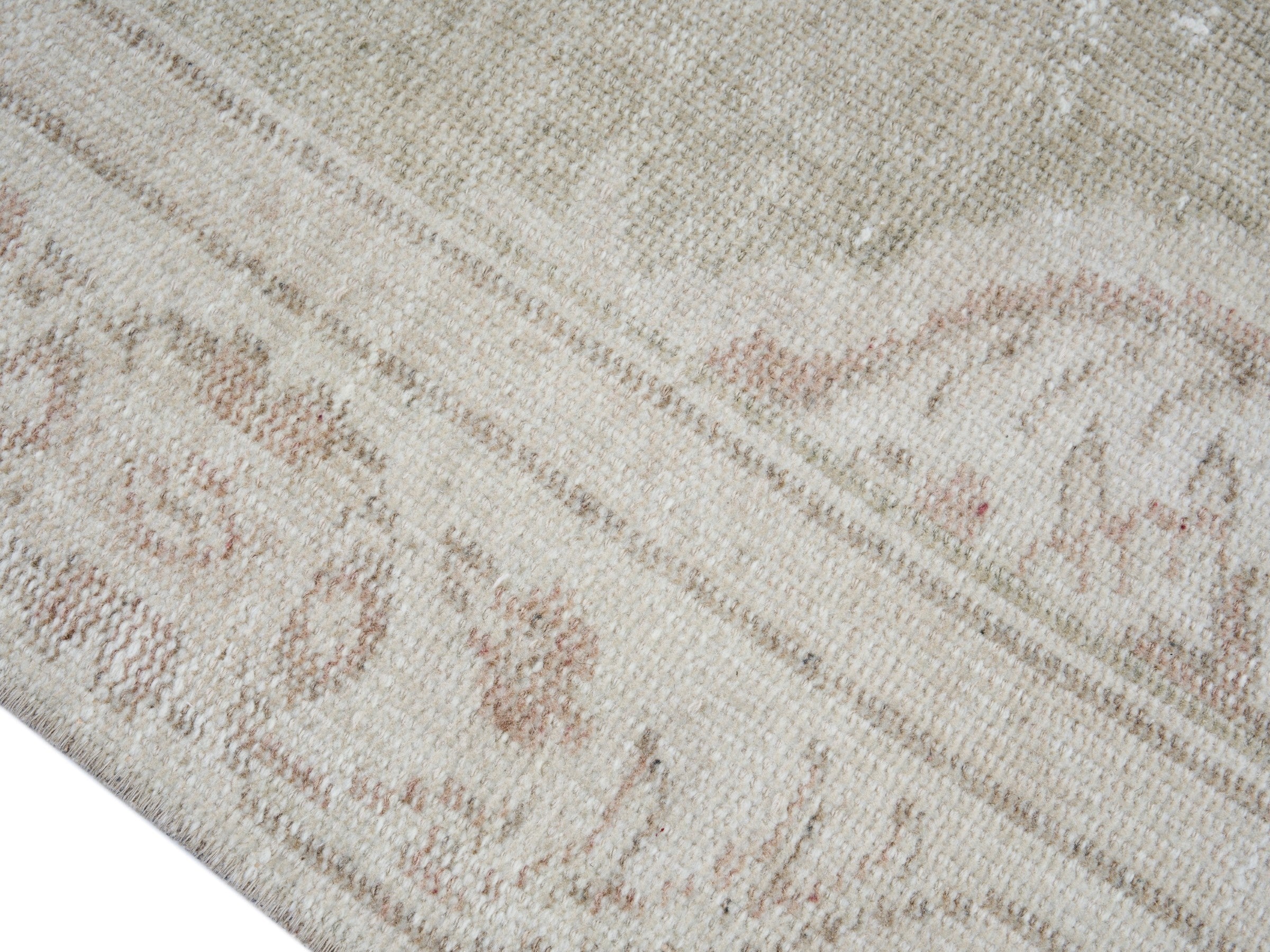 Turkish Manisa area rug in cream and taupe, view 6 of 10