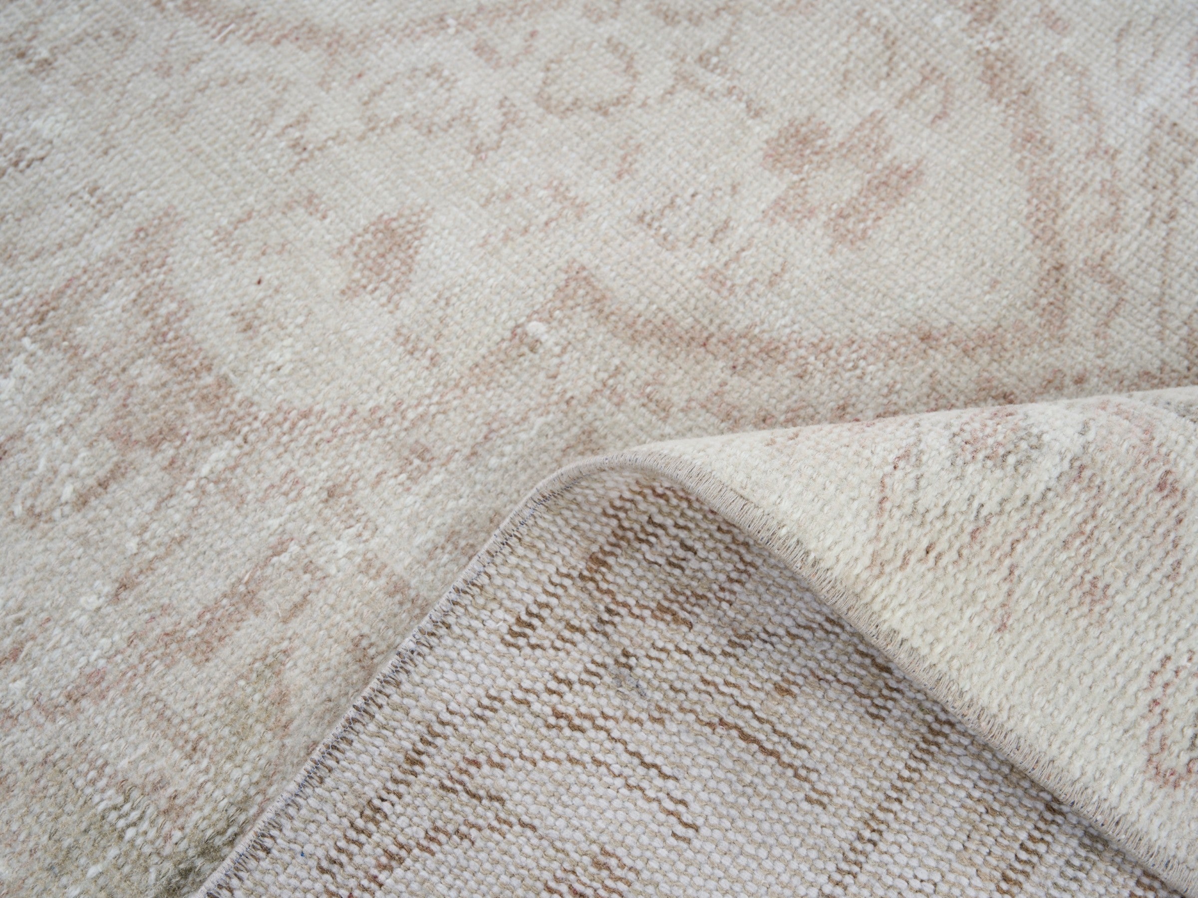 Turkish Manisa area rug in cream and taupe, view 9 of 10