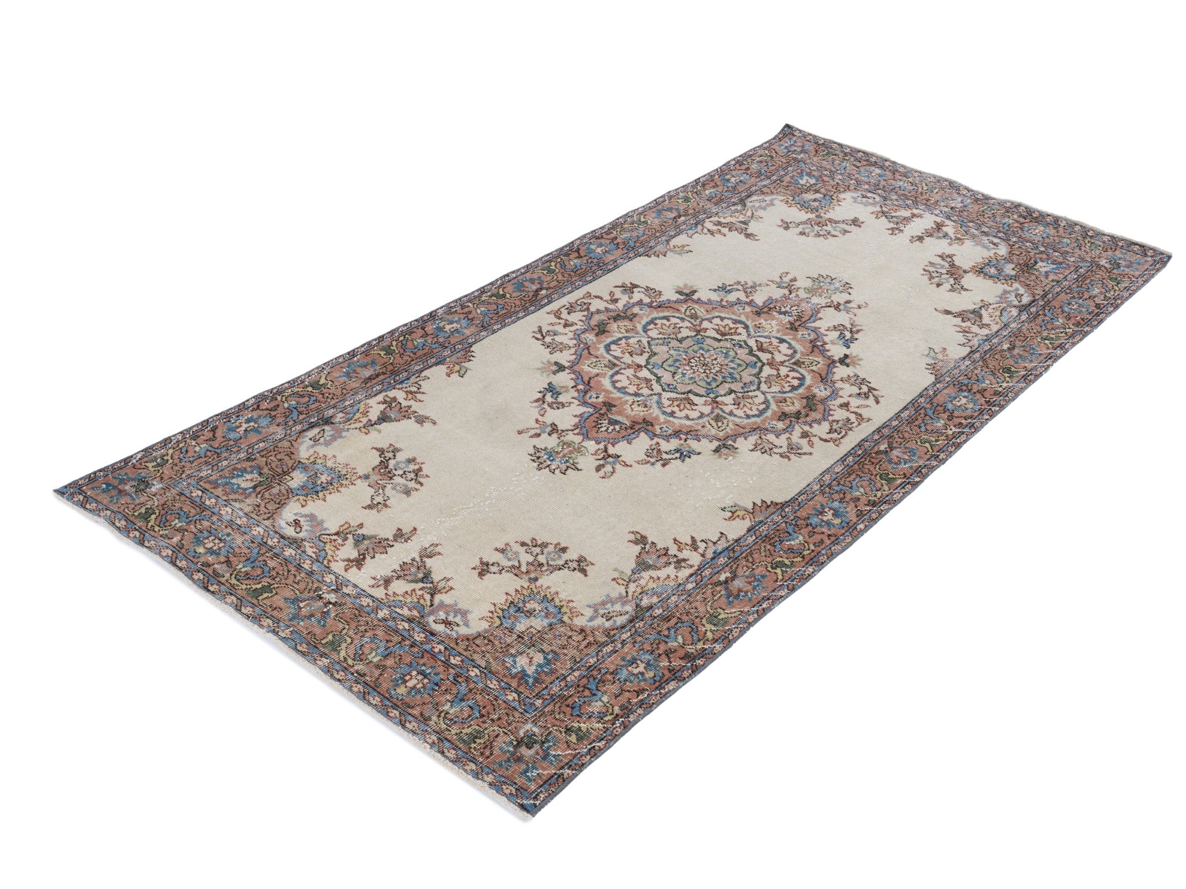 Turkish Isparta area rug in cream and rust, view 3 of 10