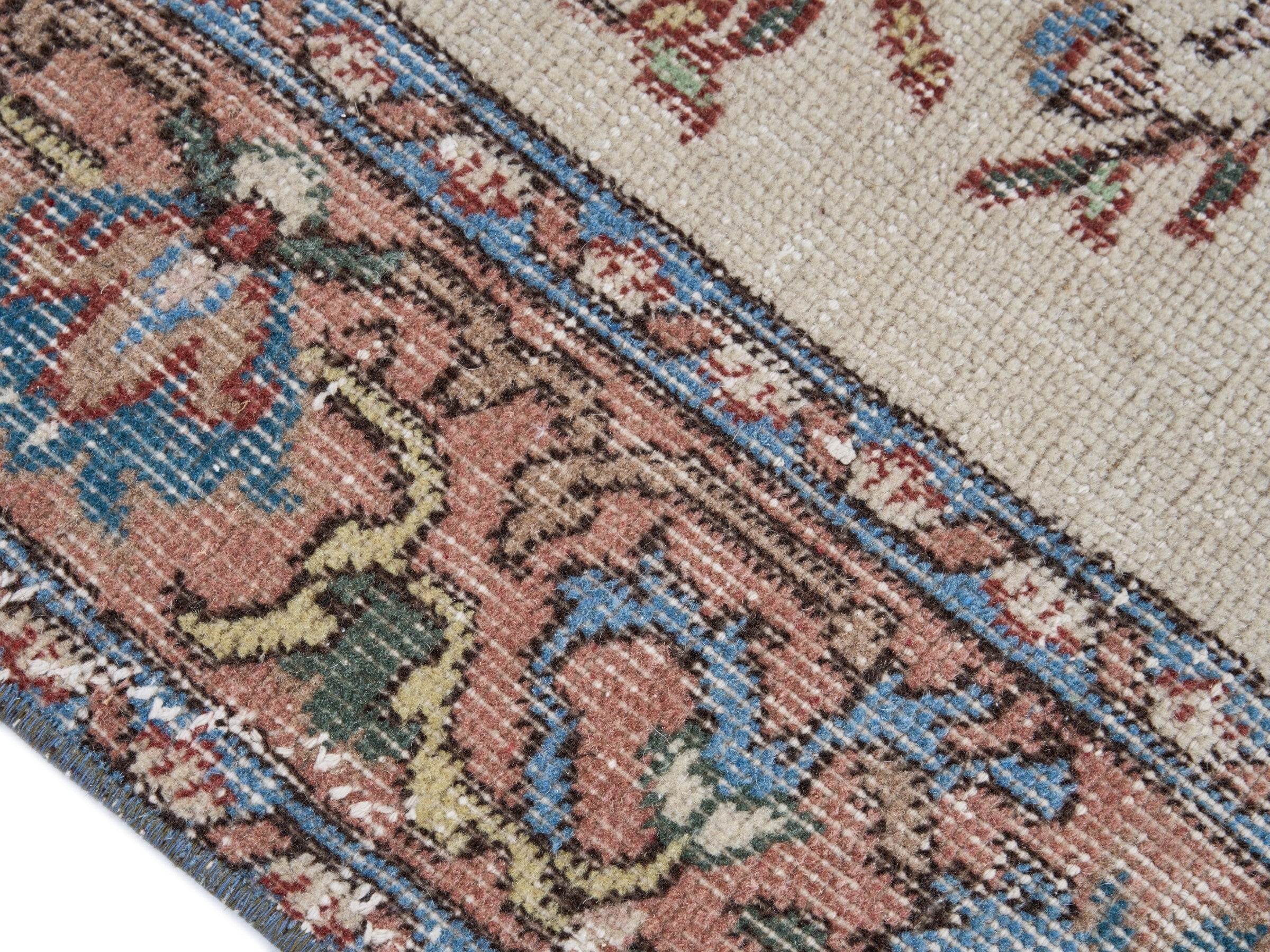 Turkish Isparta area rug in cream and rust, view 6 of 10