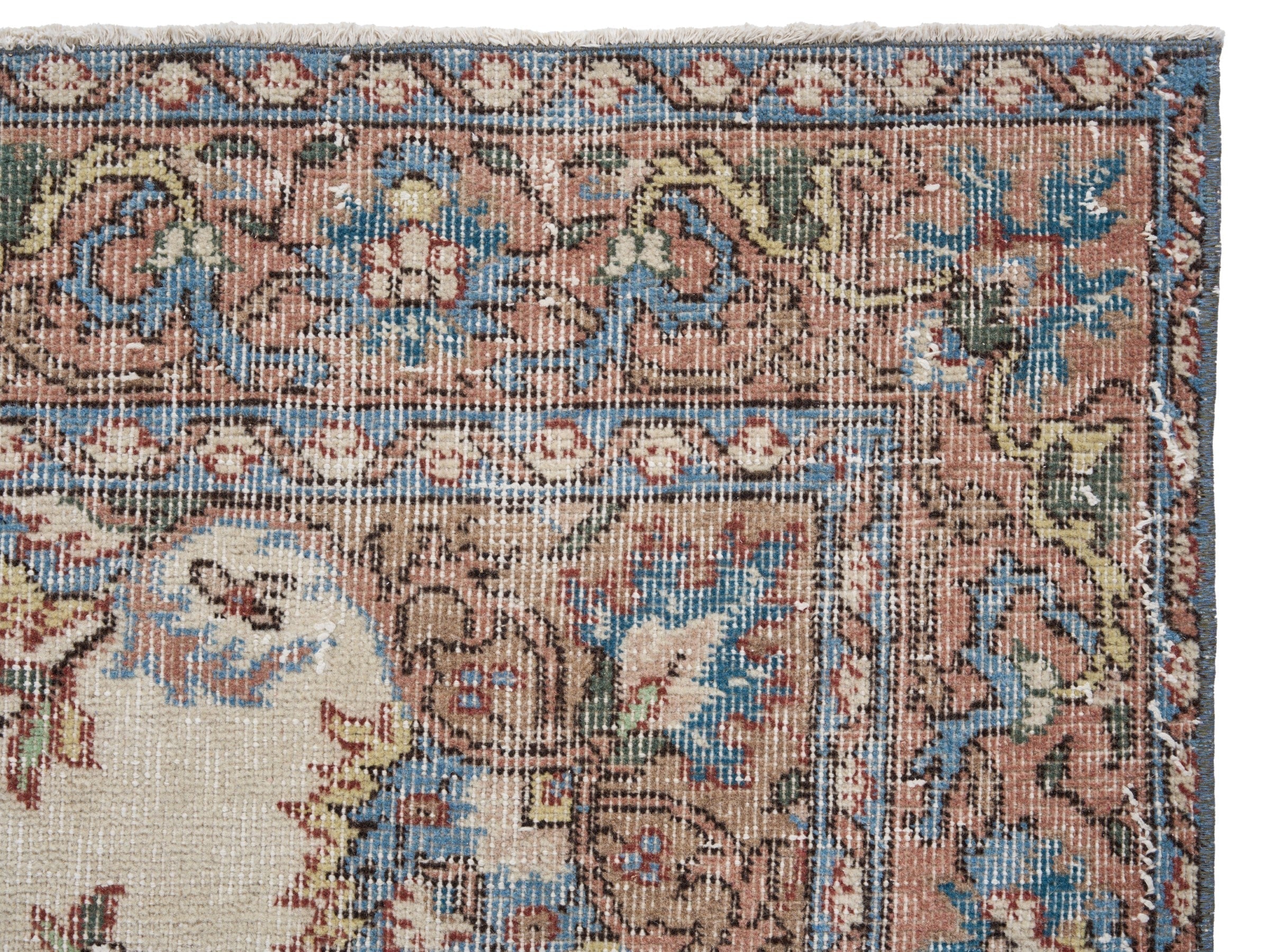 Turkish Isparta area rug in cream and rust, view 8 of 10