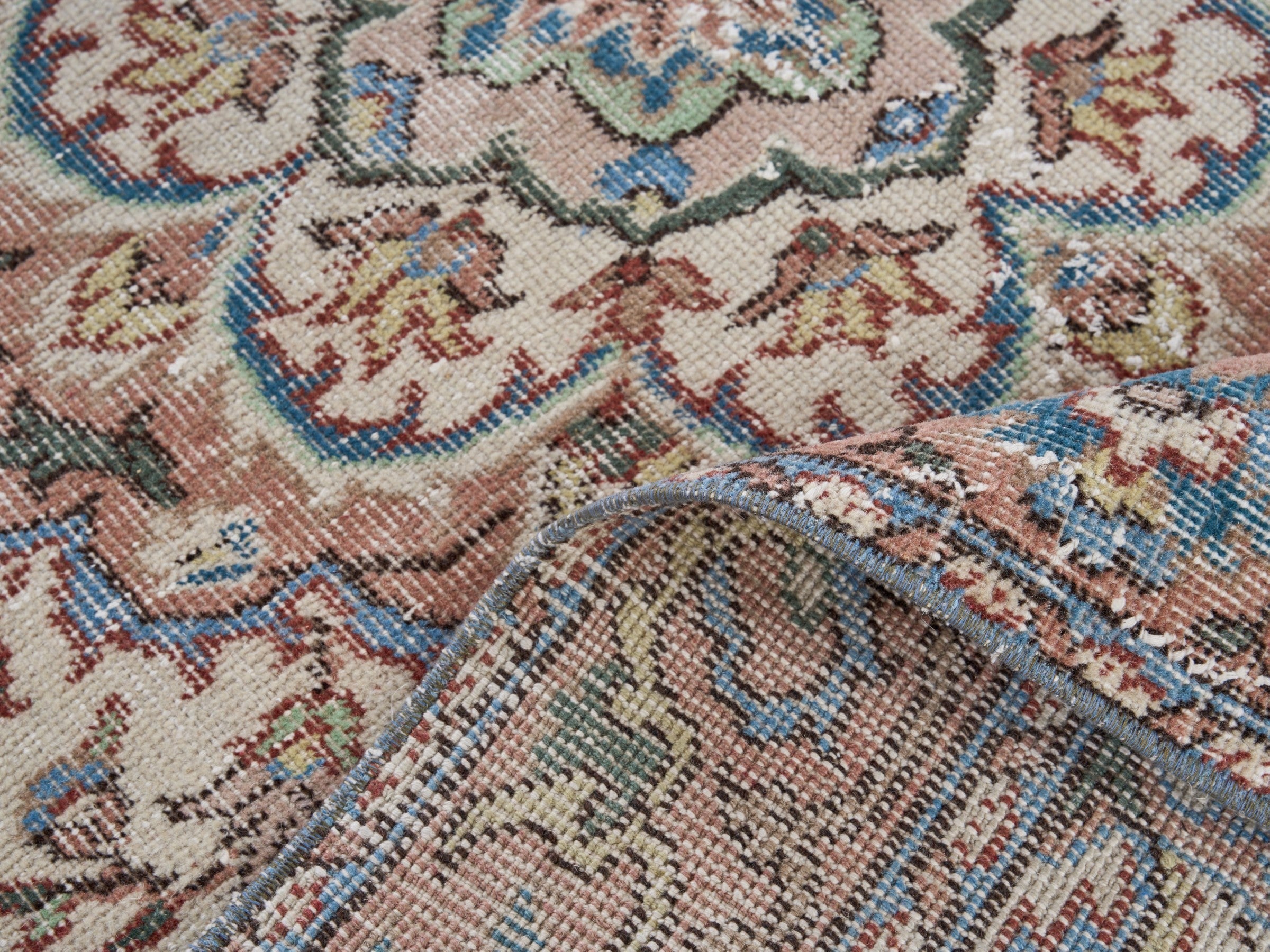 Turkish Isparta area rug in cream and rust, view 9 of 10