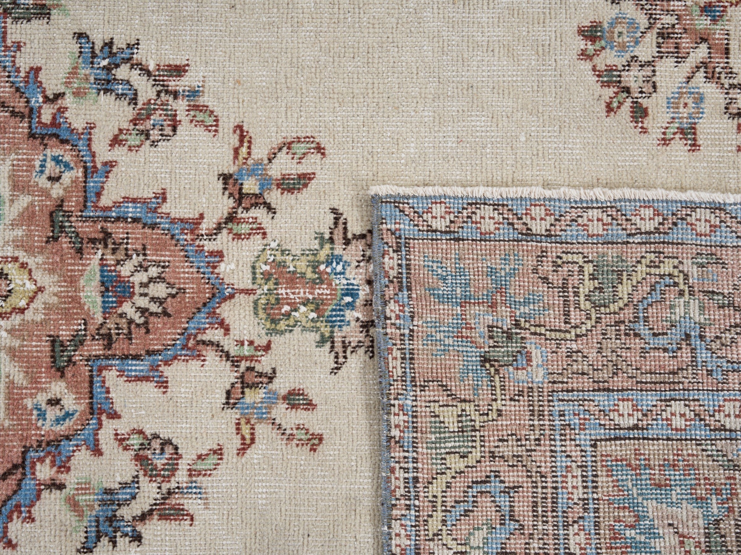 Turkish Isparta area rug in cream and rust, view 10 of 10