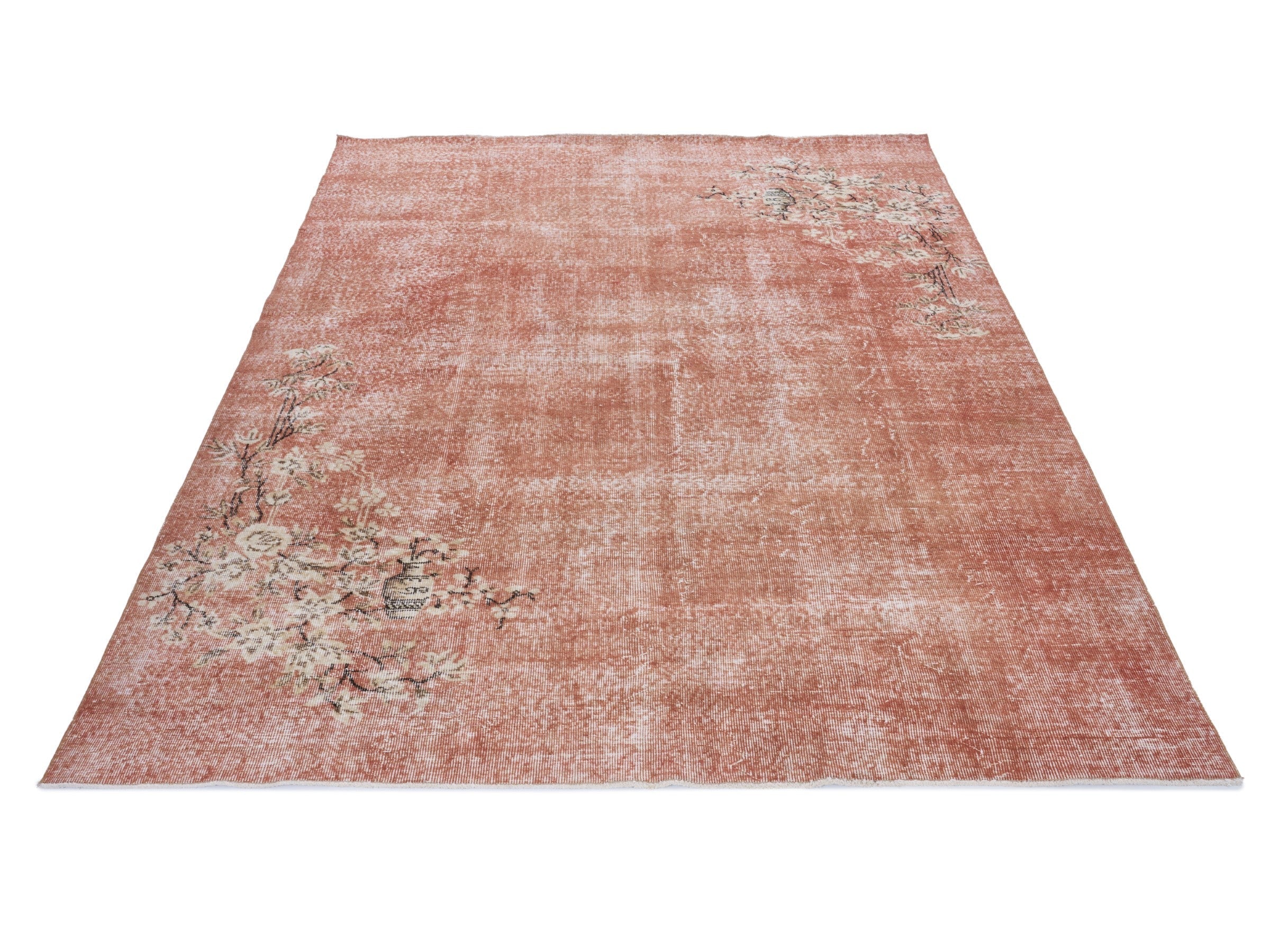 Turkish Isparta area rug in terracotta and cream, view 2 of 10