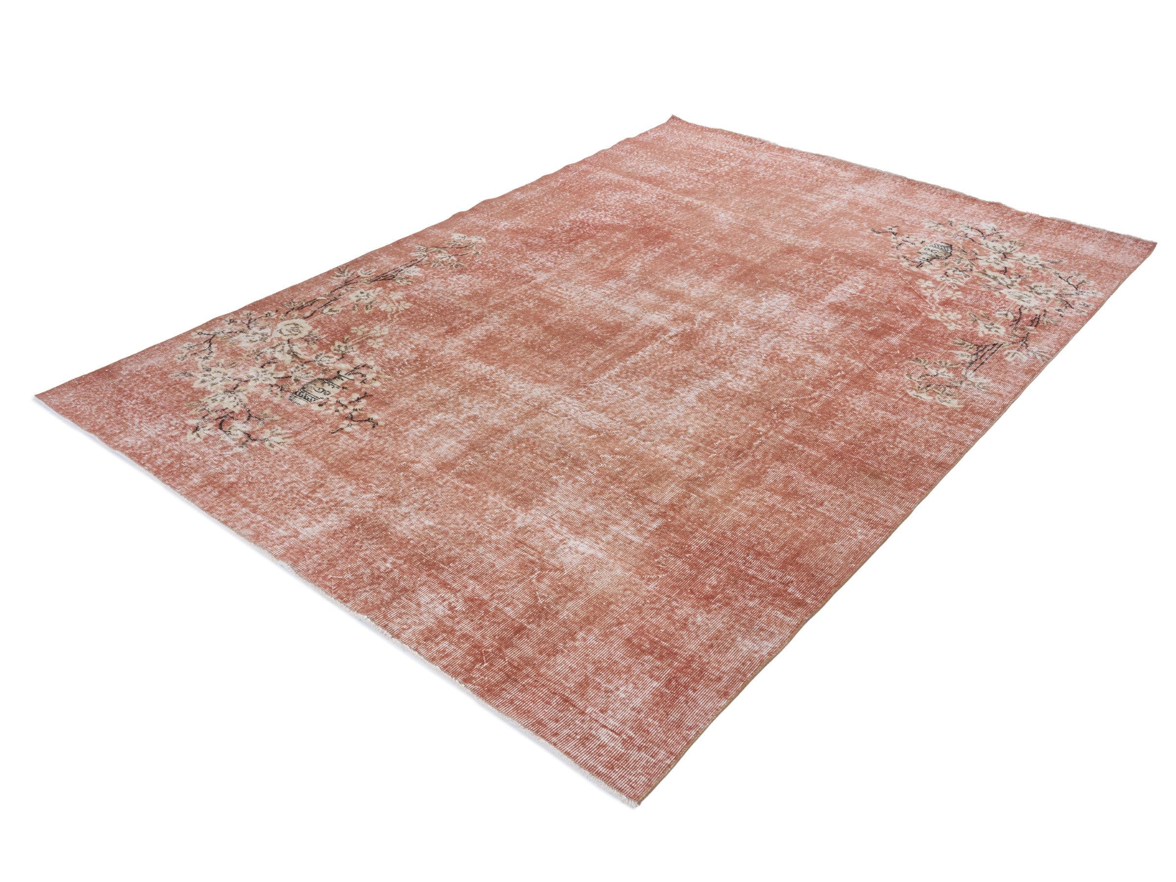 Turkish Isparta area rug in terracotta and cream, view 3 of 10