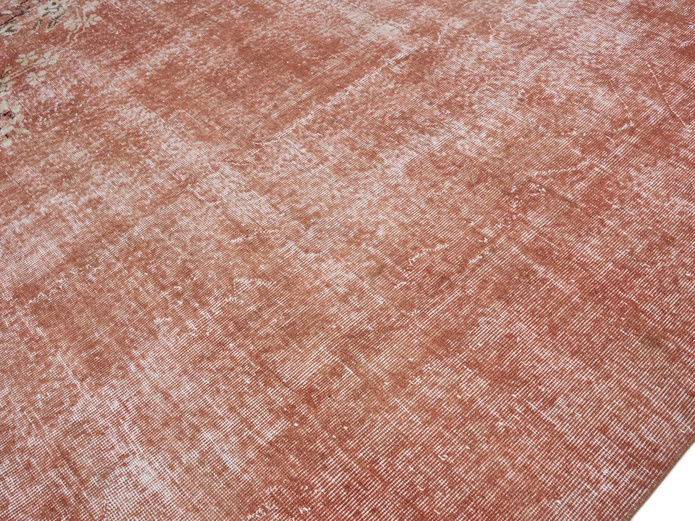 Turkish Isparta area rug in terracotta and cream, view 5 of 10