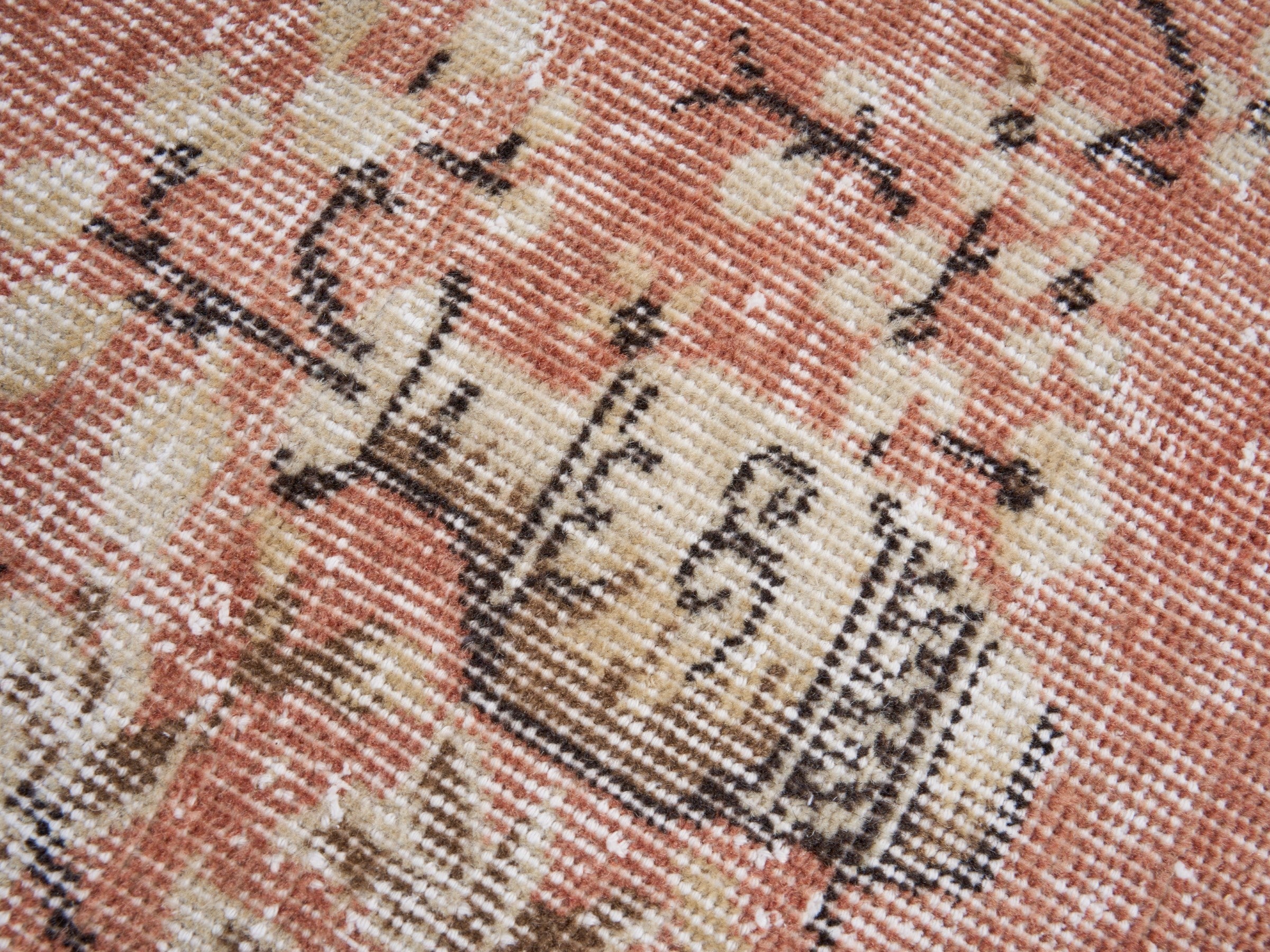 Turkish Isparta area rug in terracotta and cream, view 7 of 10