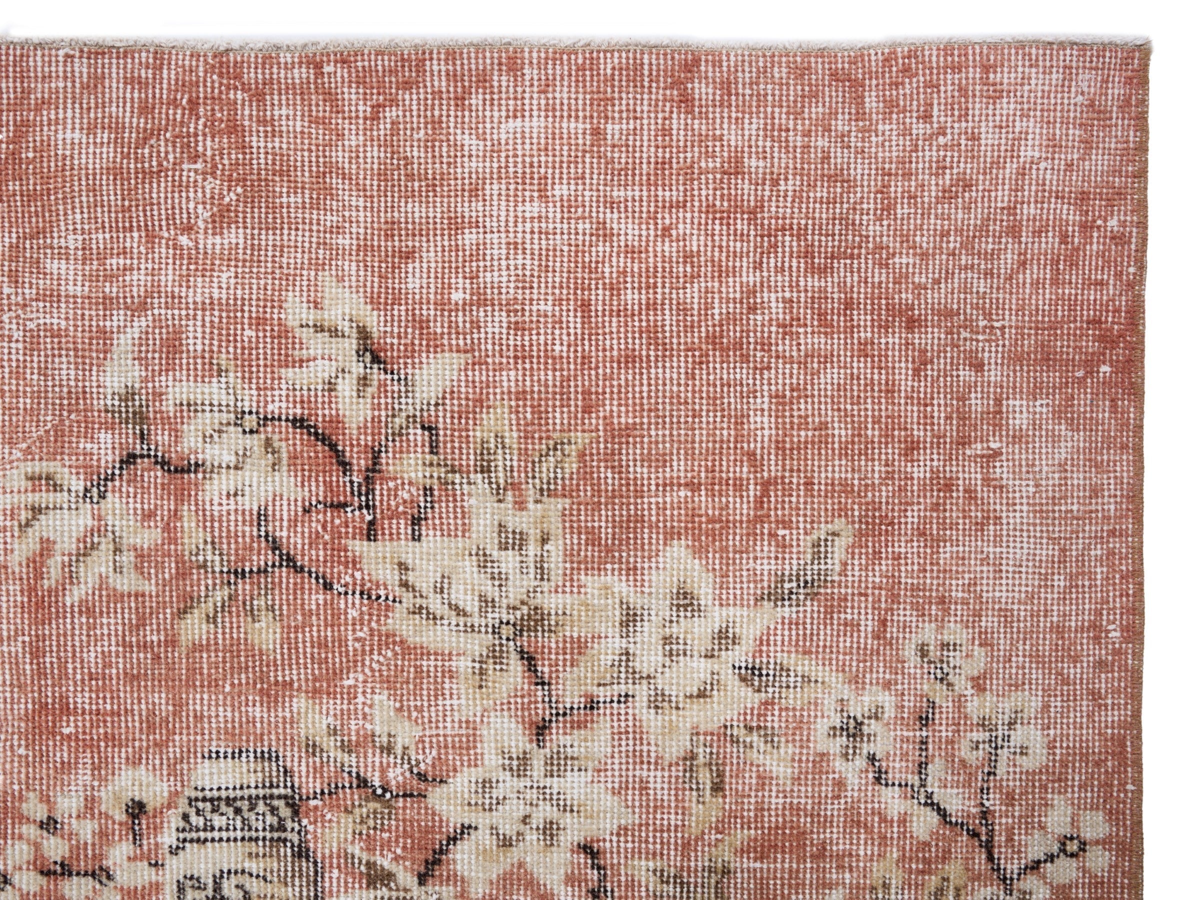 Turkish Isparta area rug in terracotta and cream, view 8 of 10