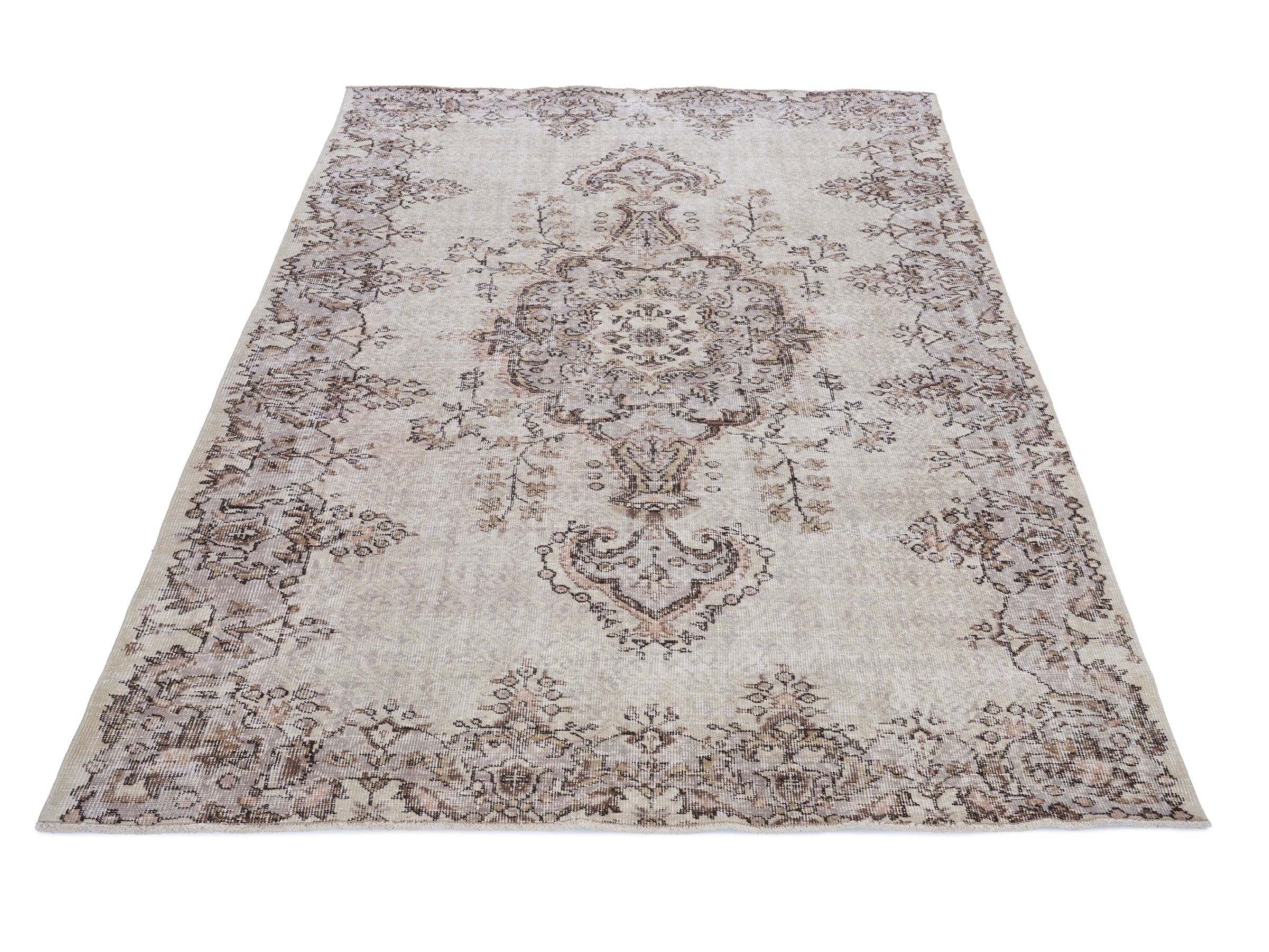 Turkish Isparta area rug in taupe and greige, view 2 of 10