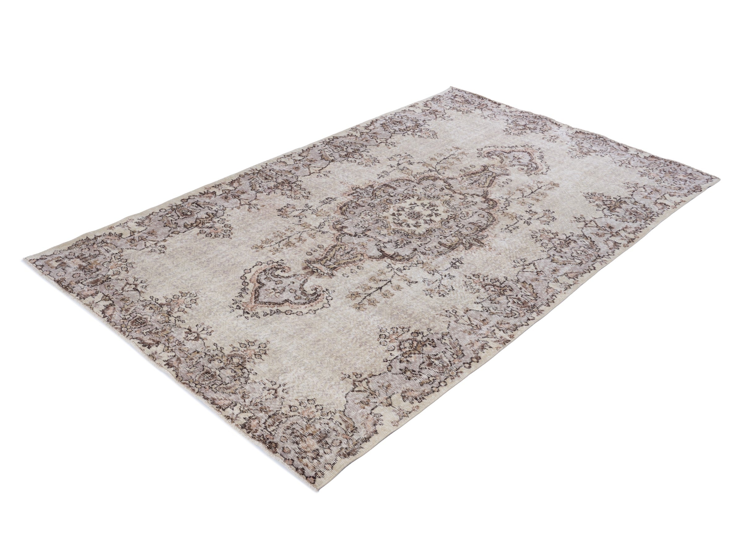 Turkish Isparta area rug in taupe and greige, view 3 of 10