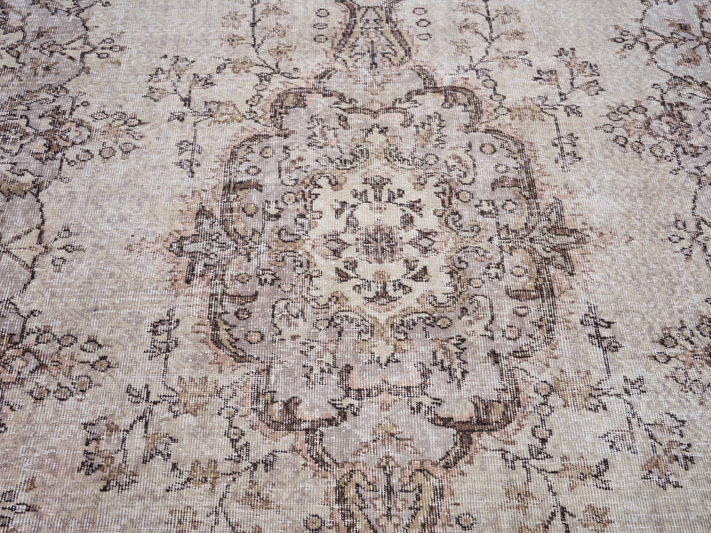 Turkish Isparta area rug in taupe and greige, view 4 of 10