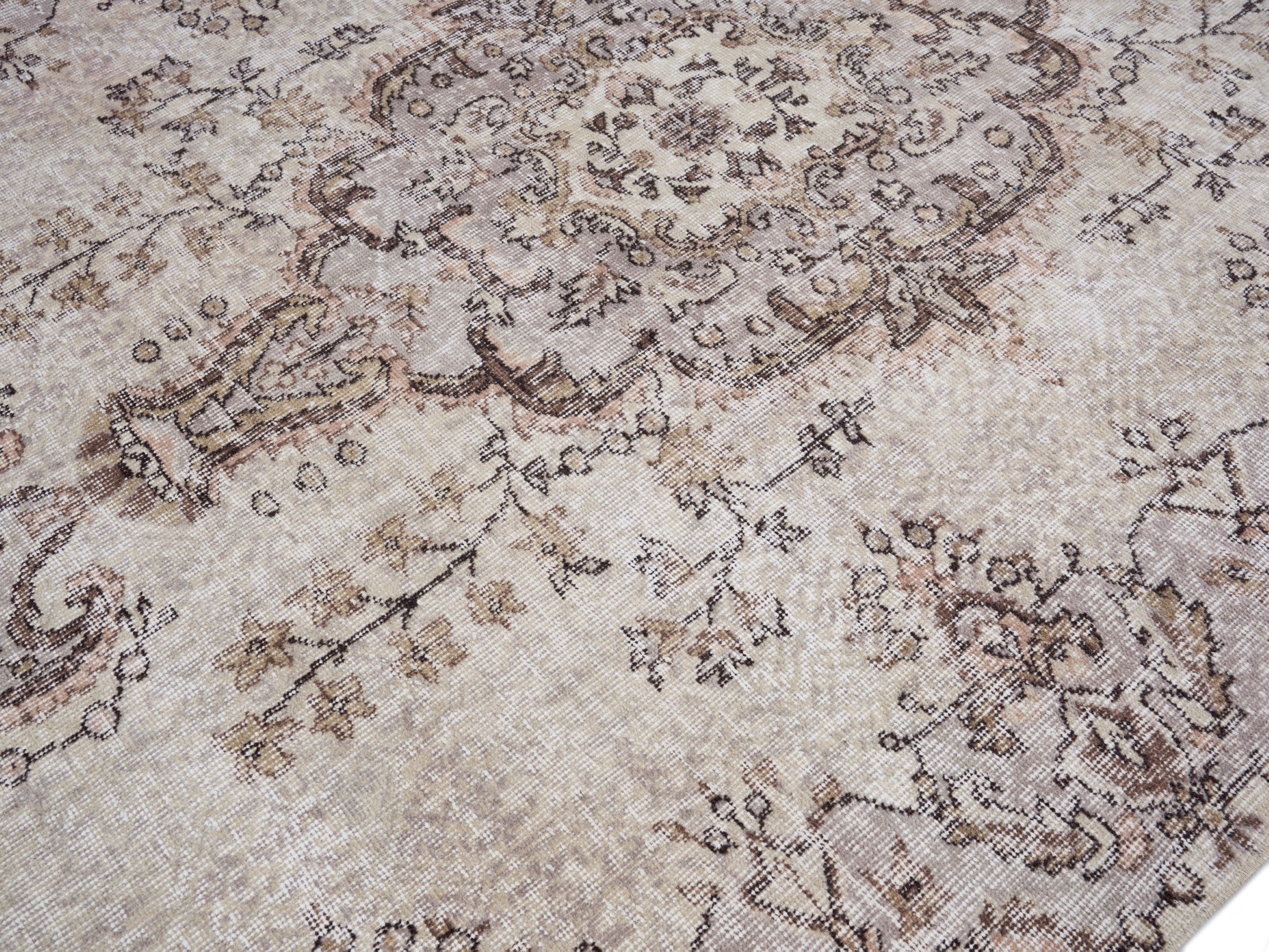 Turkish Isparta area rug in taupe and greige, view 5 of 10
