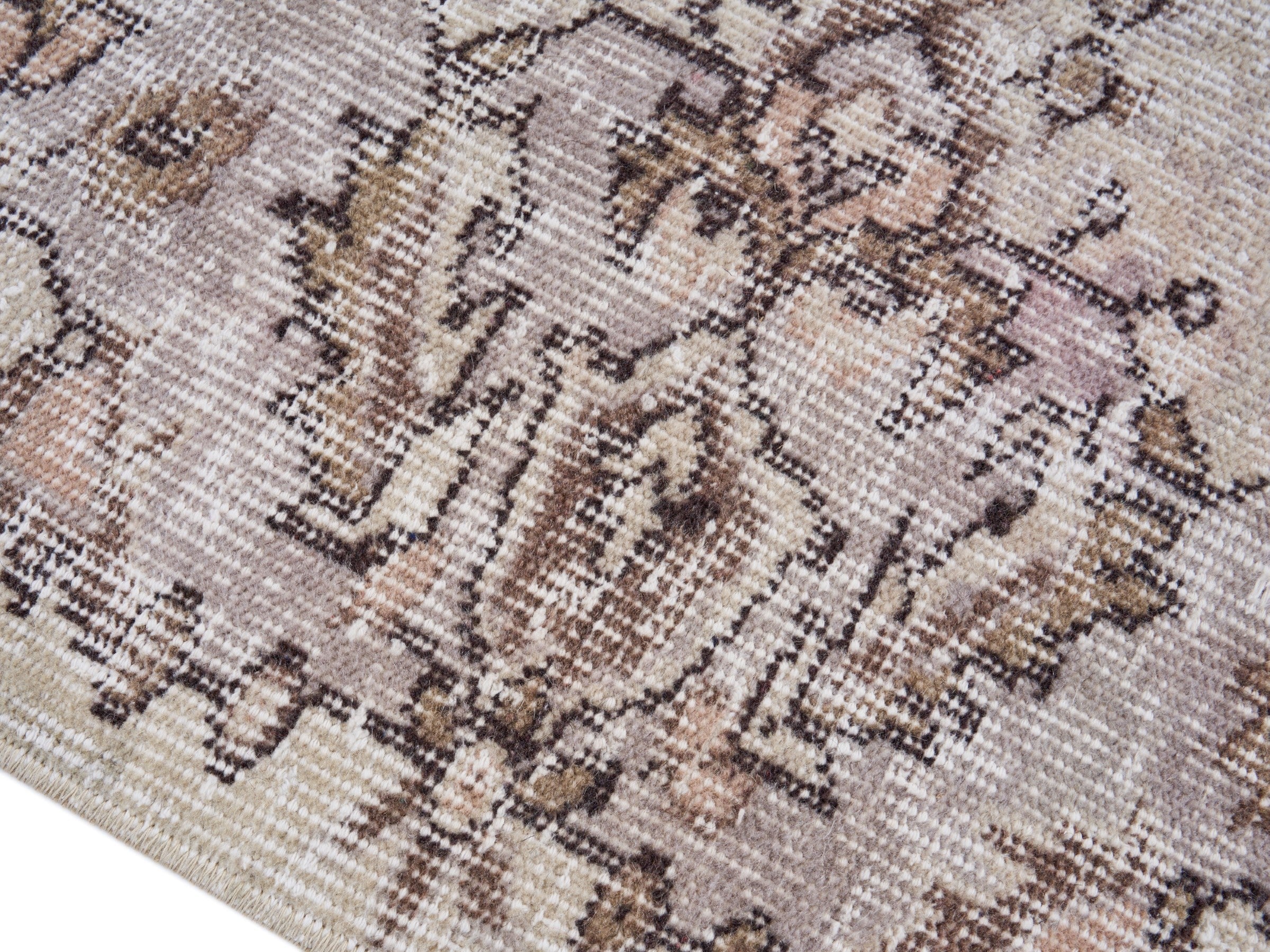 Turkish Isparta area rug in taupe and greige, view 6 of 10