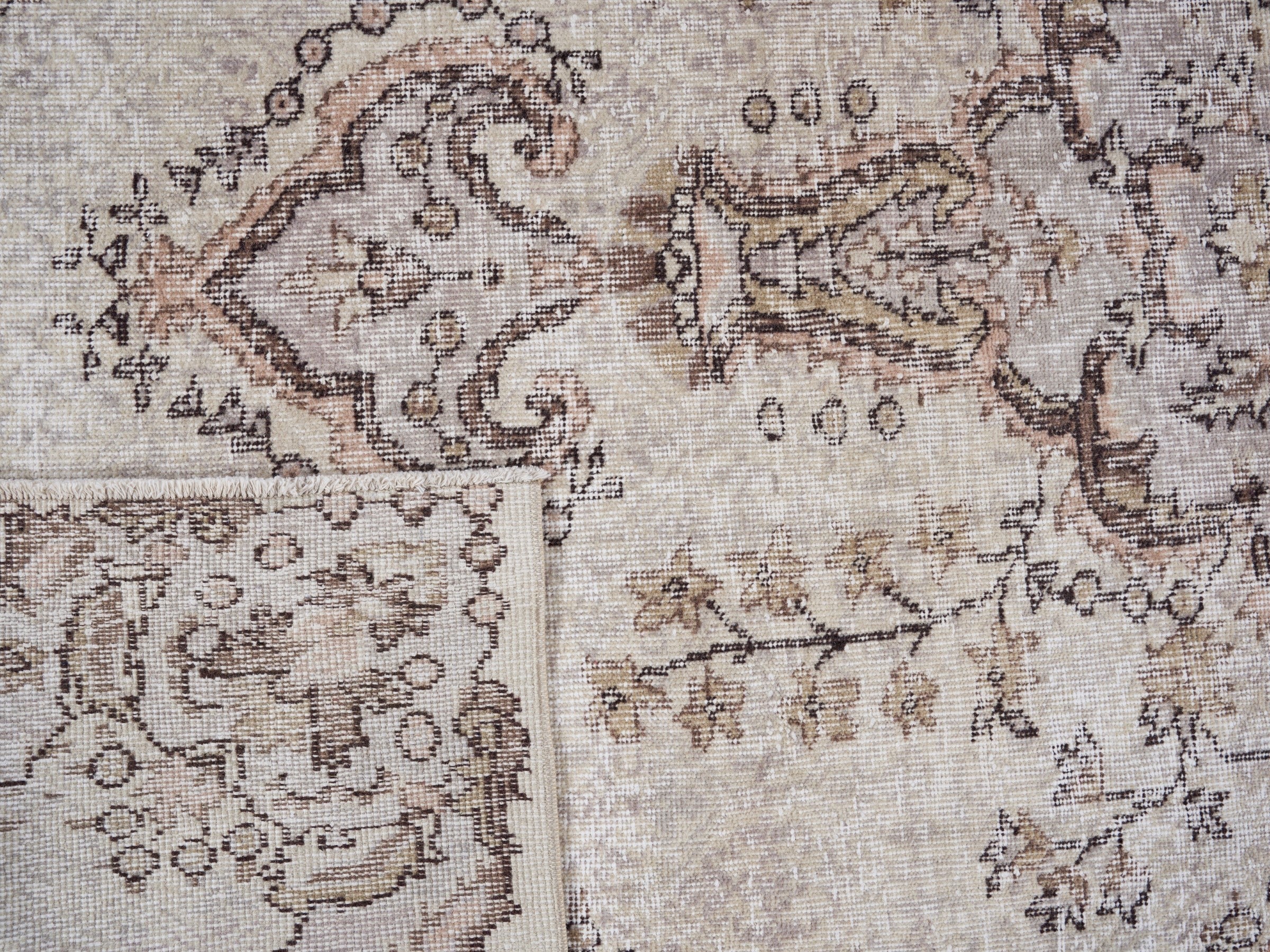 Turkish Isparta area rug in taupe and greige, view 10 of 10