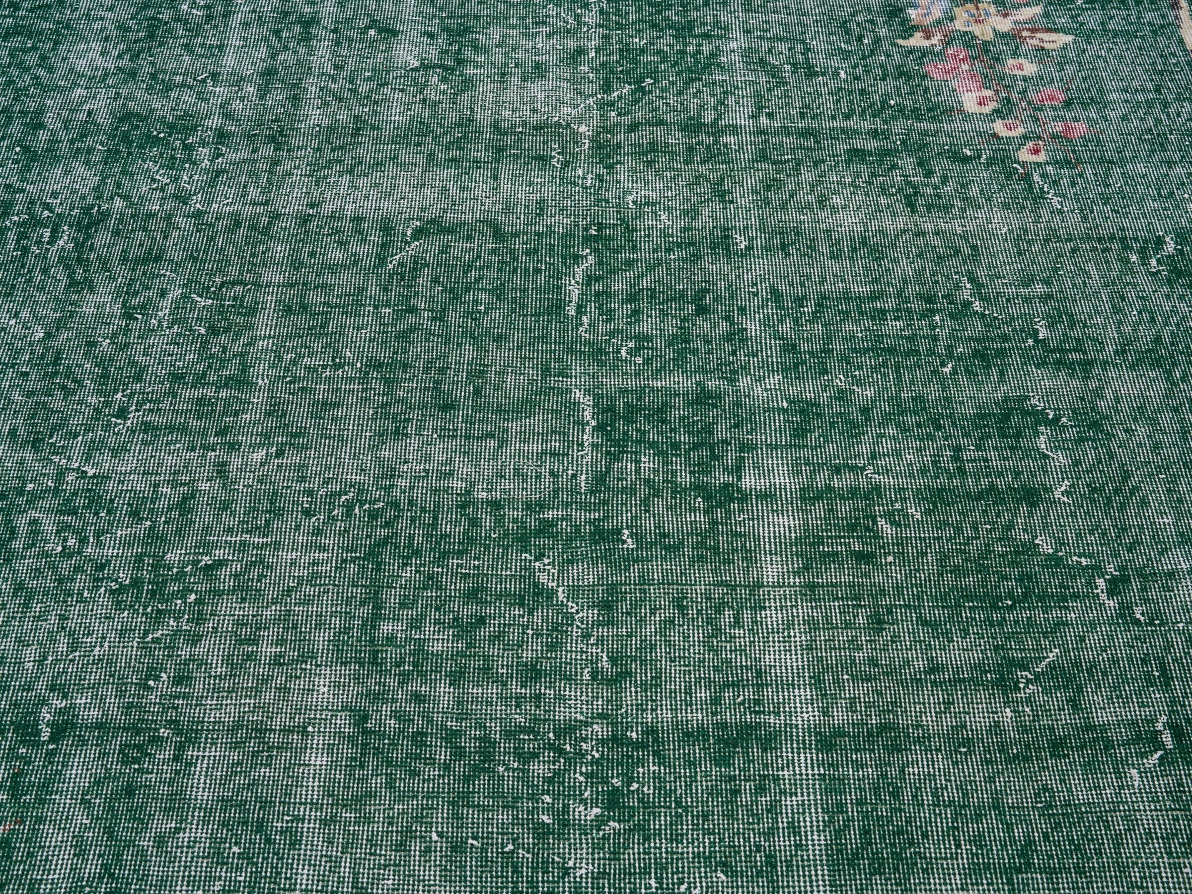 Turkish Isparta area rug in forest and muted pink, view 4 of 10