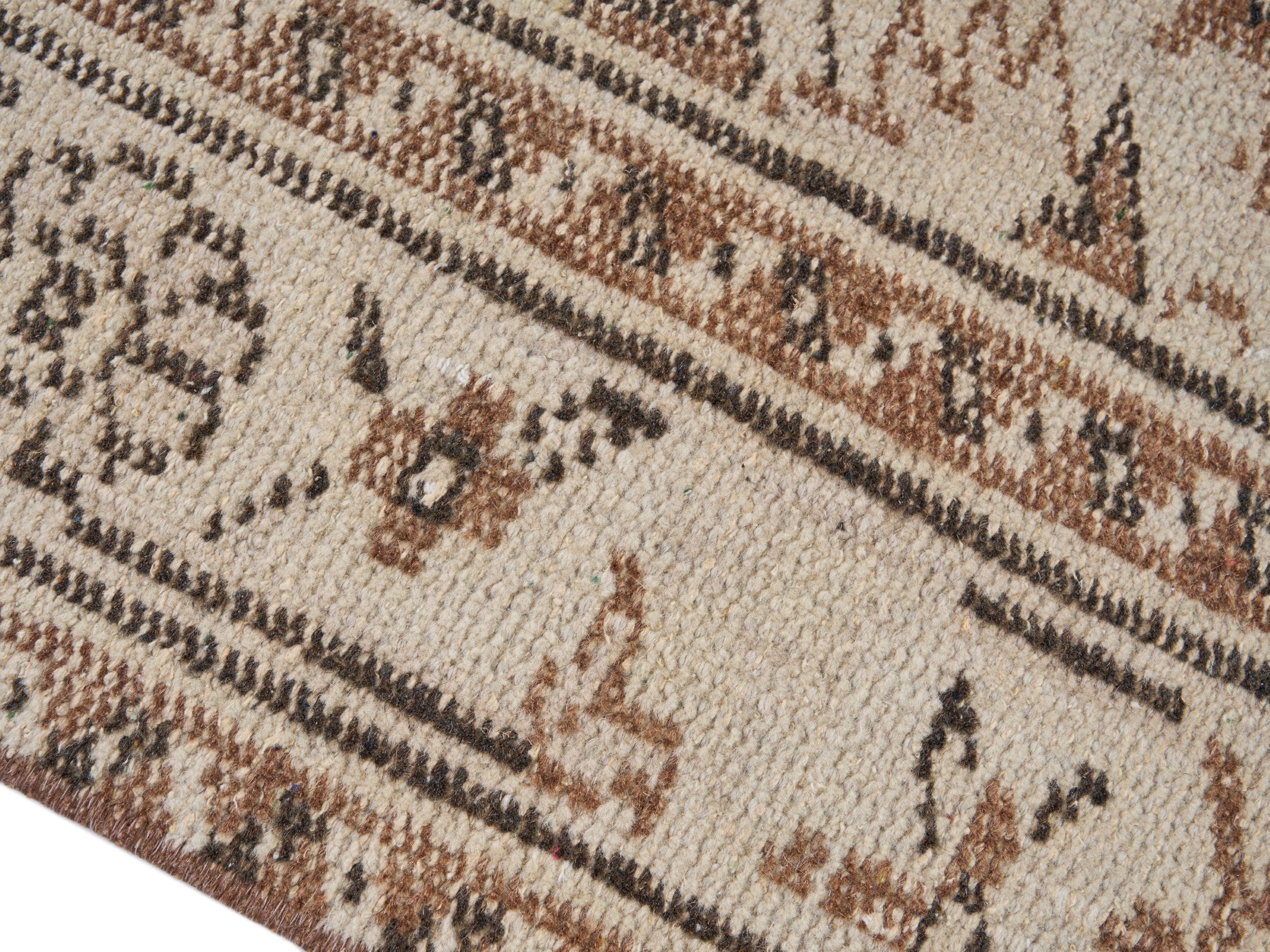 Turkish Manisa area rug in cream and taupe, view 6 of 10