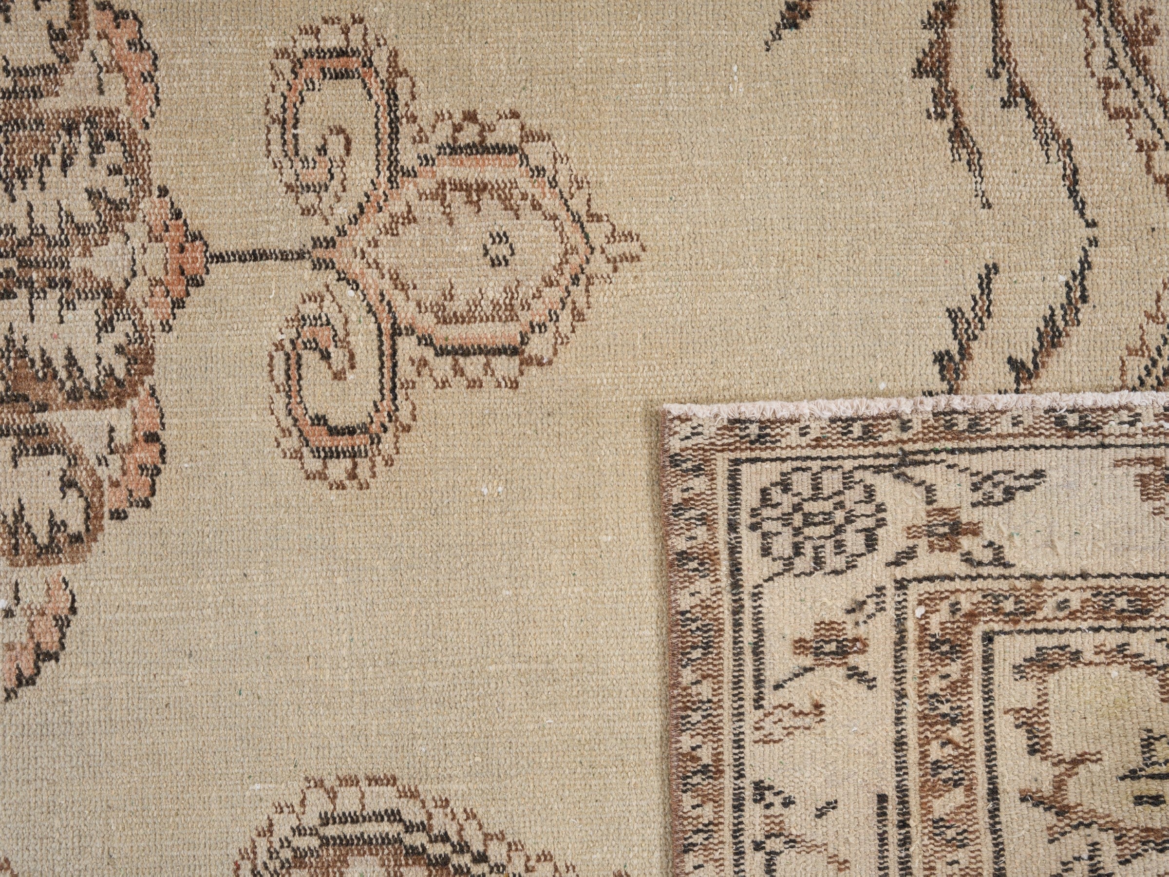 Turkish Manisa area rug in cream and taupe, view 10 of 10