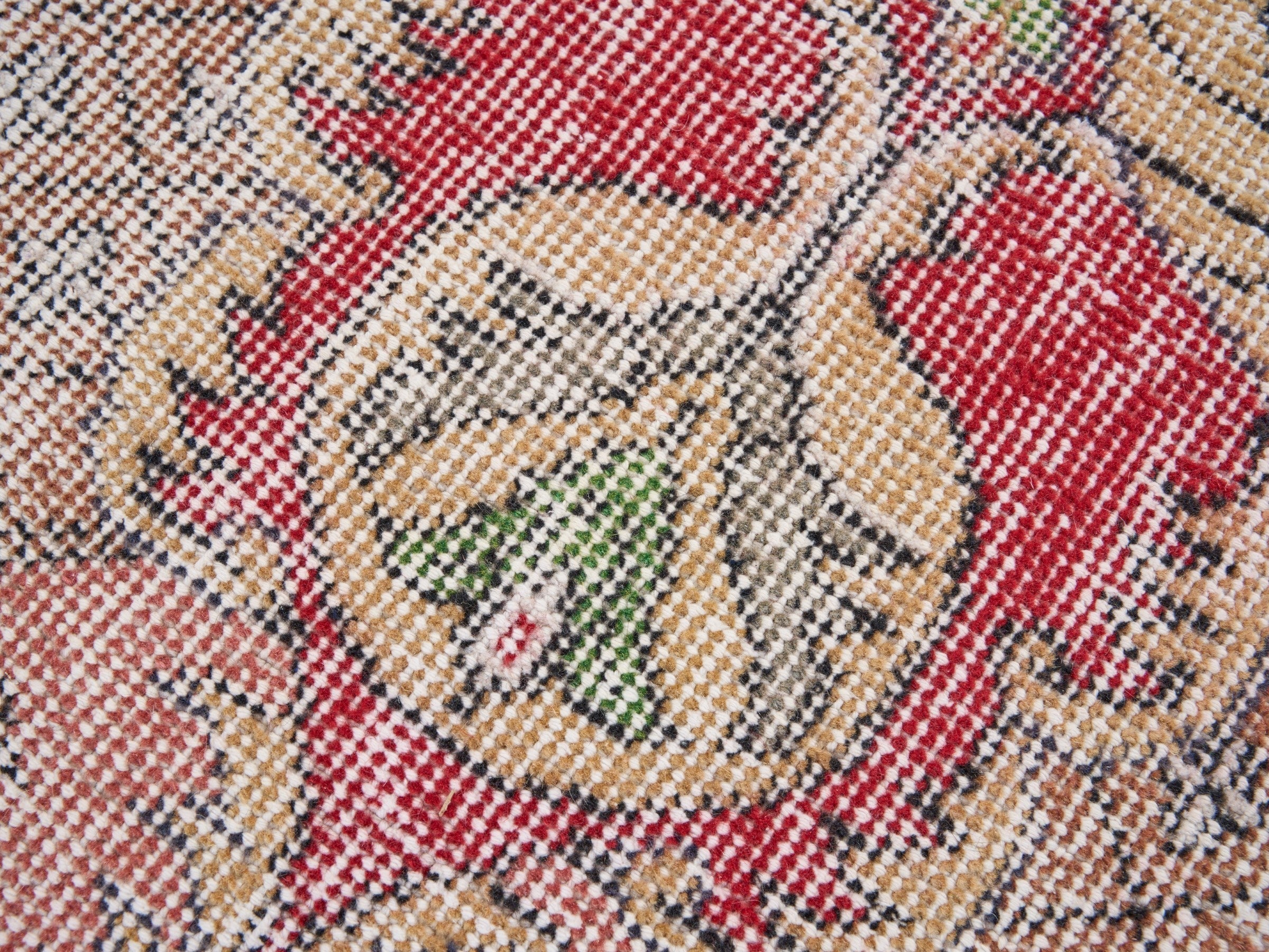 Turkish Isparta area rug in dusty rose and cream, view 7 of 10