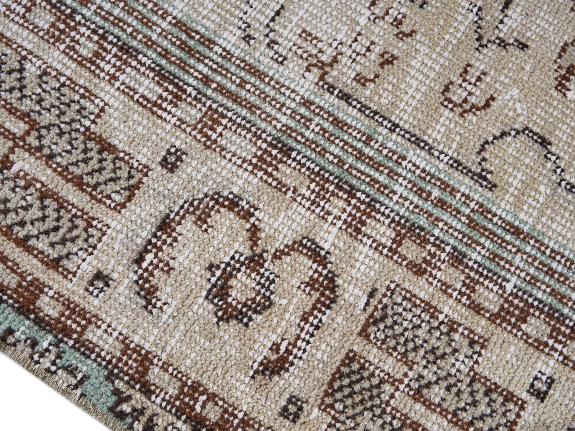 Turkish Manisa area rug in cream and greige, view 6 of 10