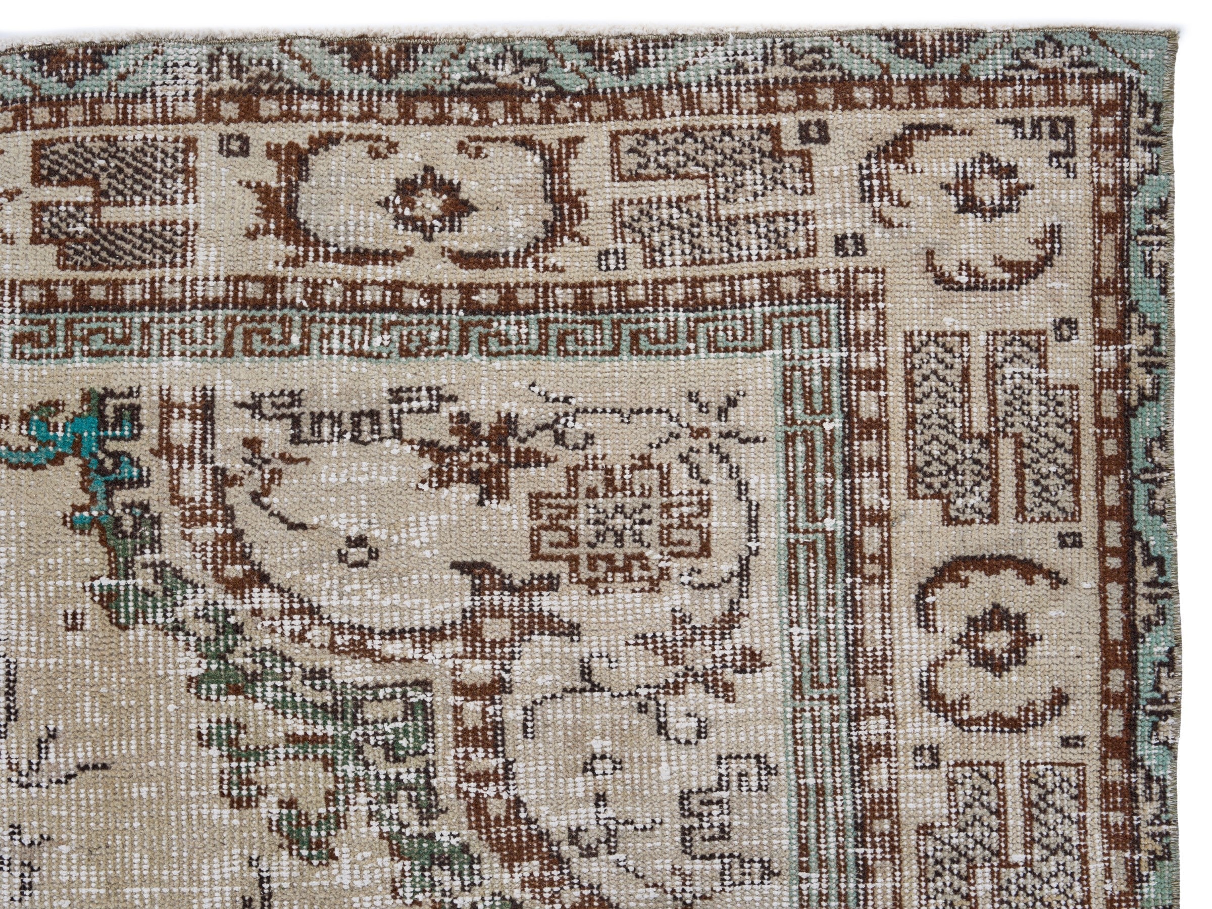 Turkish Manisa area rug in cream and greige, view 8 of 10