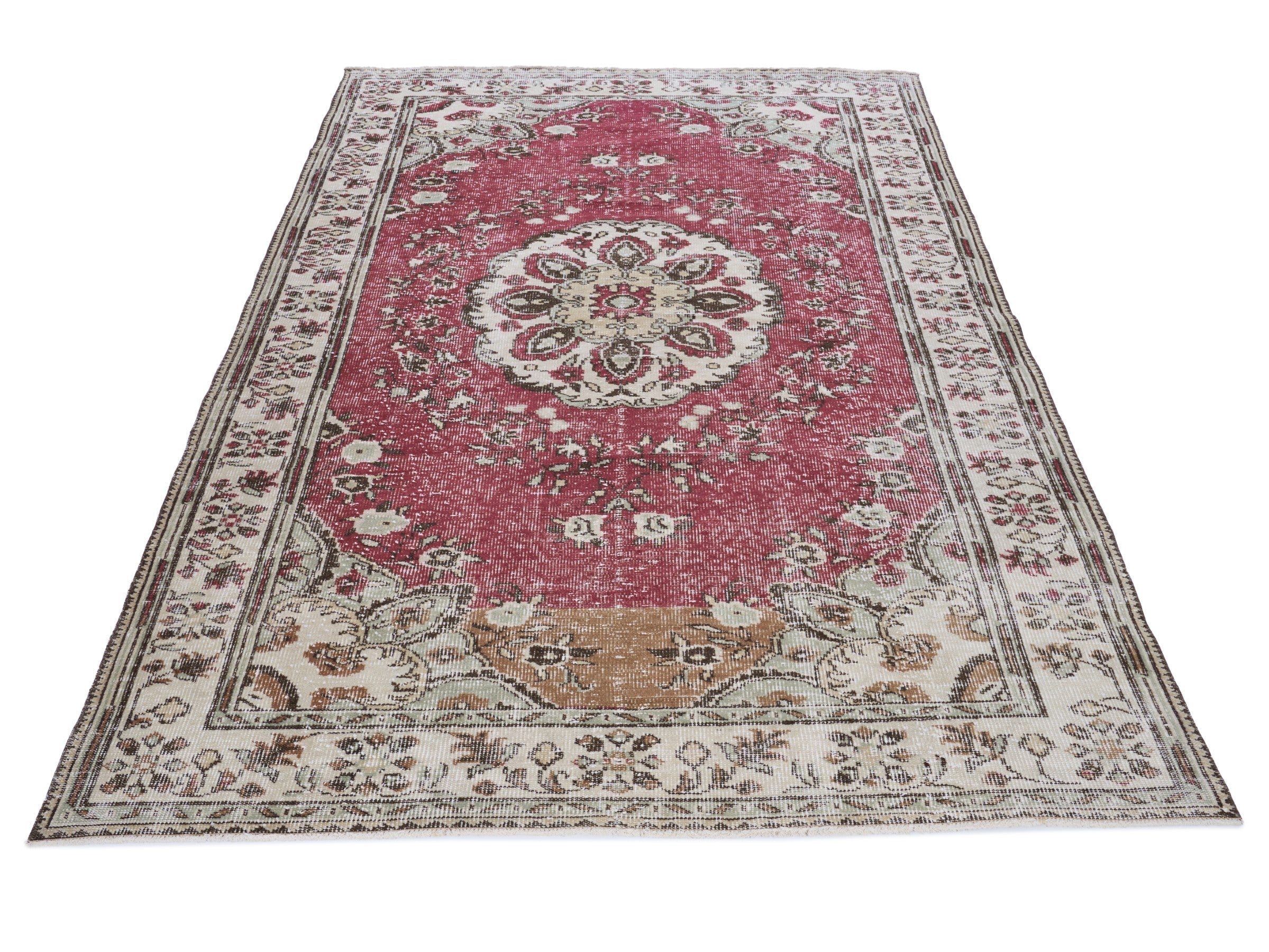 Turkish Manisa oversized rug in burgundy and ivory, view 2 of 10