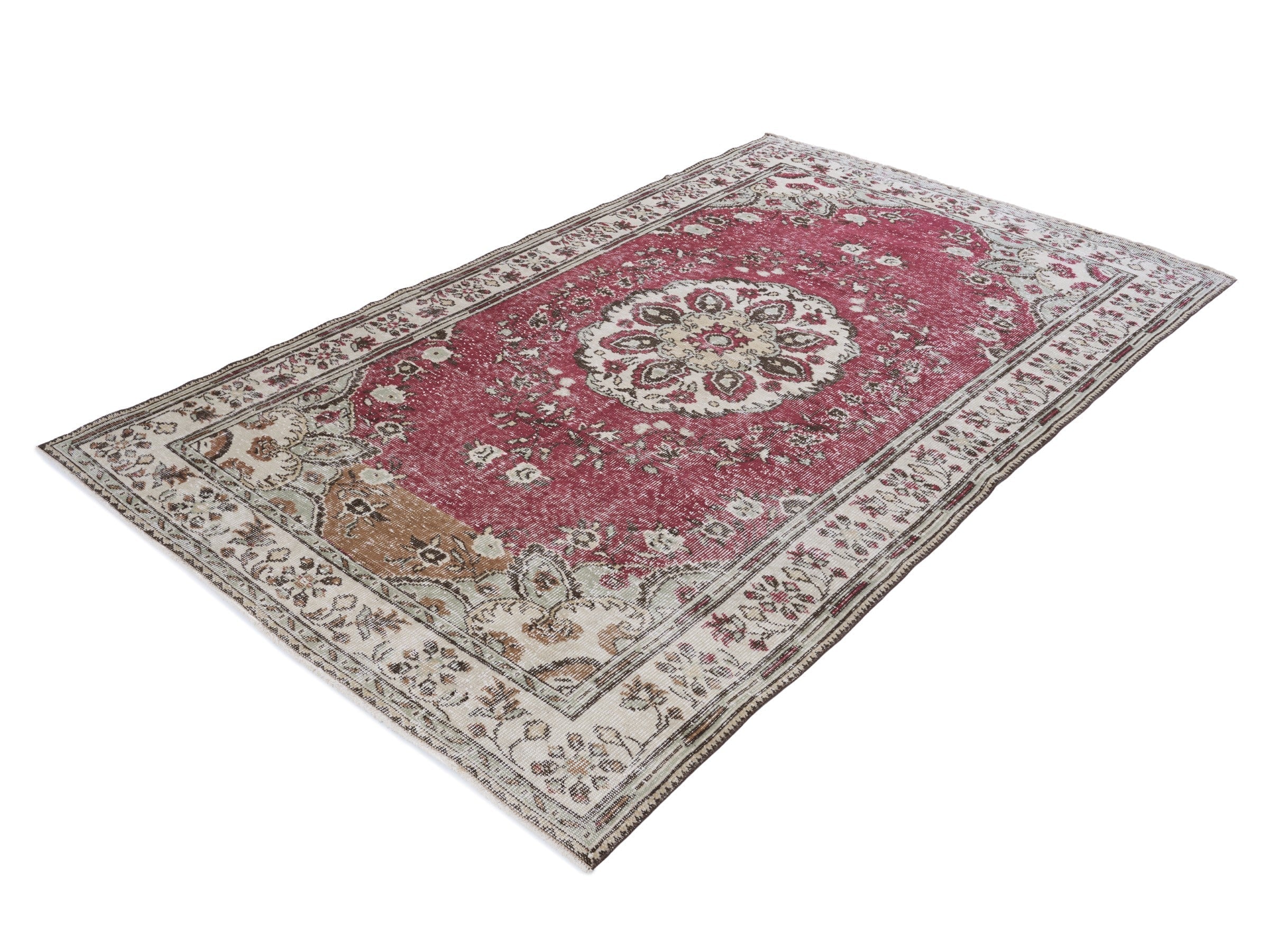 Turkish Manisa oversized rug in burgundy and ivory, view 3 of 10