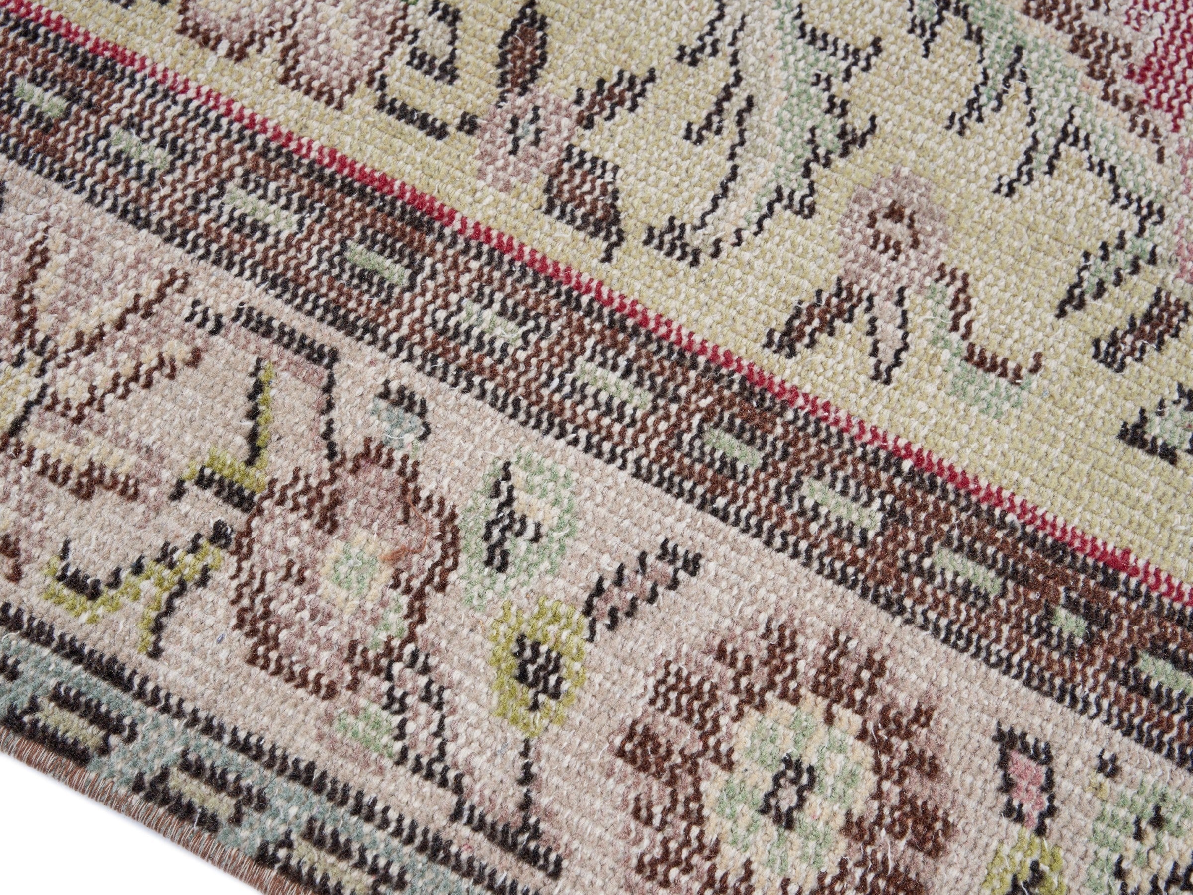 Turkish Manisa area rug in rose and ivory, view 5 of 9