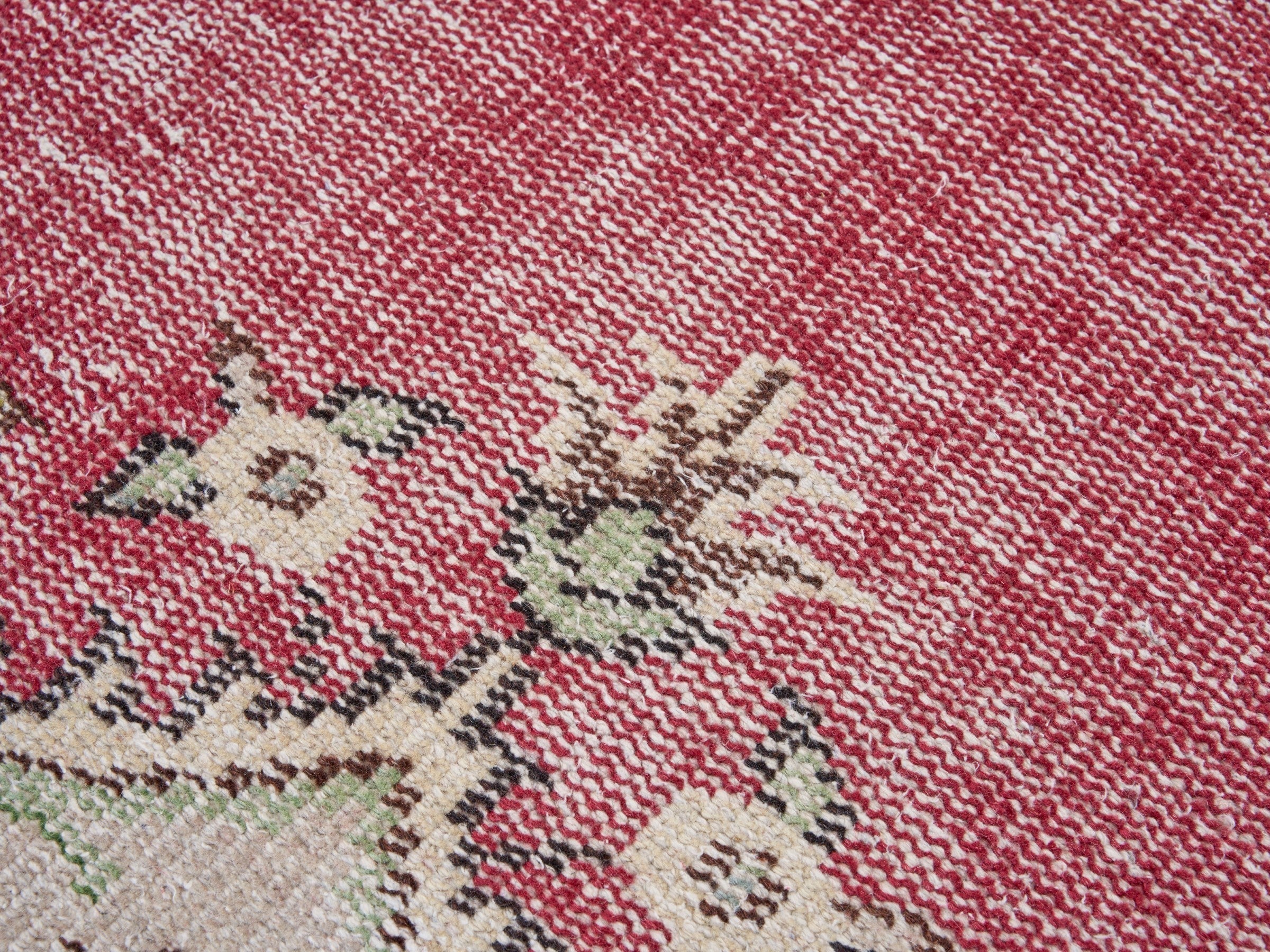 Turkish Manisa area rug in rose and ivory, view 6 of 9