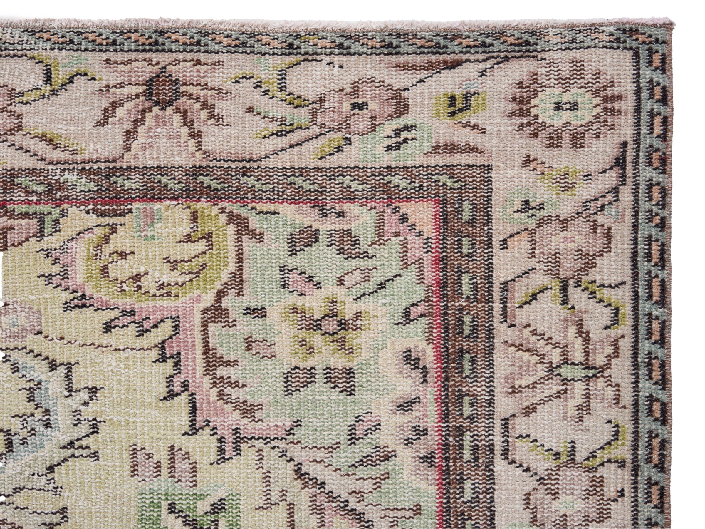 Turkish Manisa area rug in rose and ivory, view 7 of 9